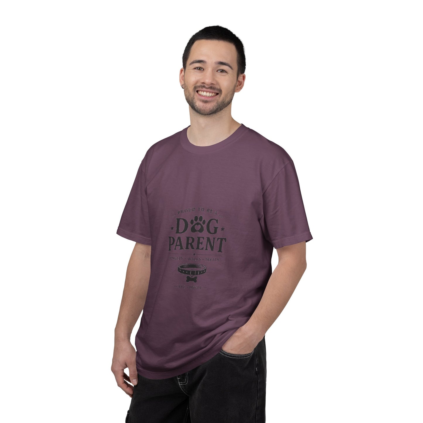 Dog Parent T-Shirt — Proud to Be a Dog Parent Graphic Tee in black lettering