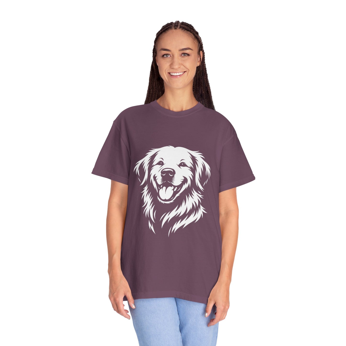 Happy Golden Retriever T-Shirt — Smiling Dog Portrait Tee for Dog Lovers