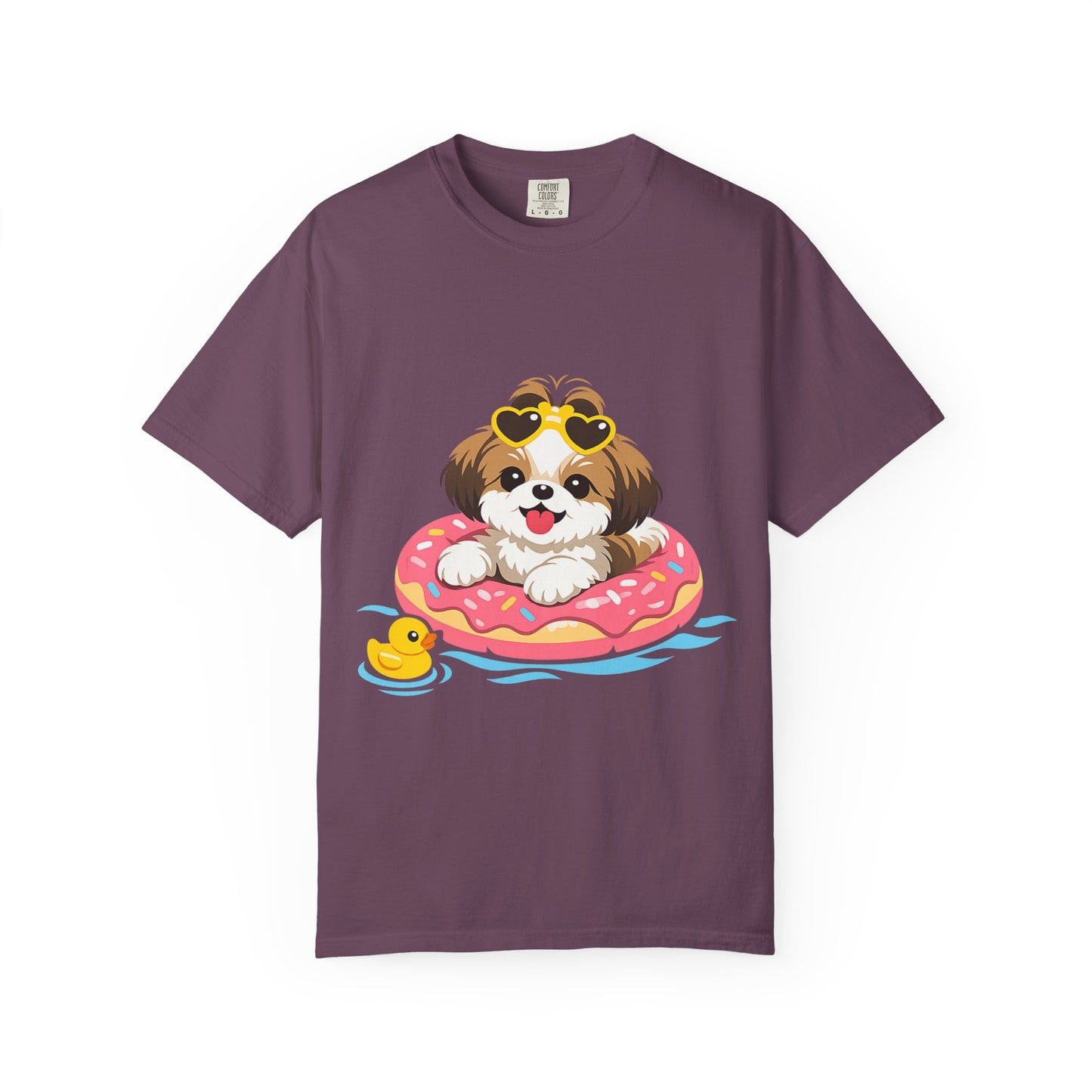 shih tzu Puppy Pool Float T-Shirt — Cute Dog Summer Graphic Tee