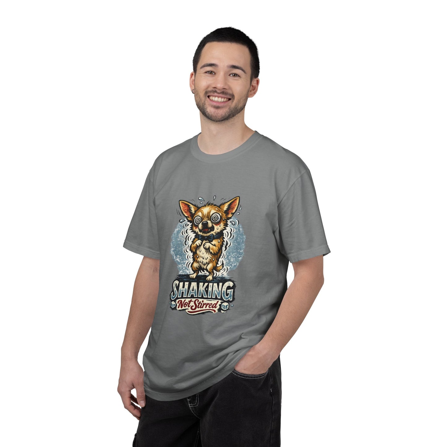 T-Shirt — 'Shaking Not Stirred' Cute Shivering Chihuahua Graphic Tee