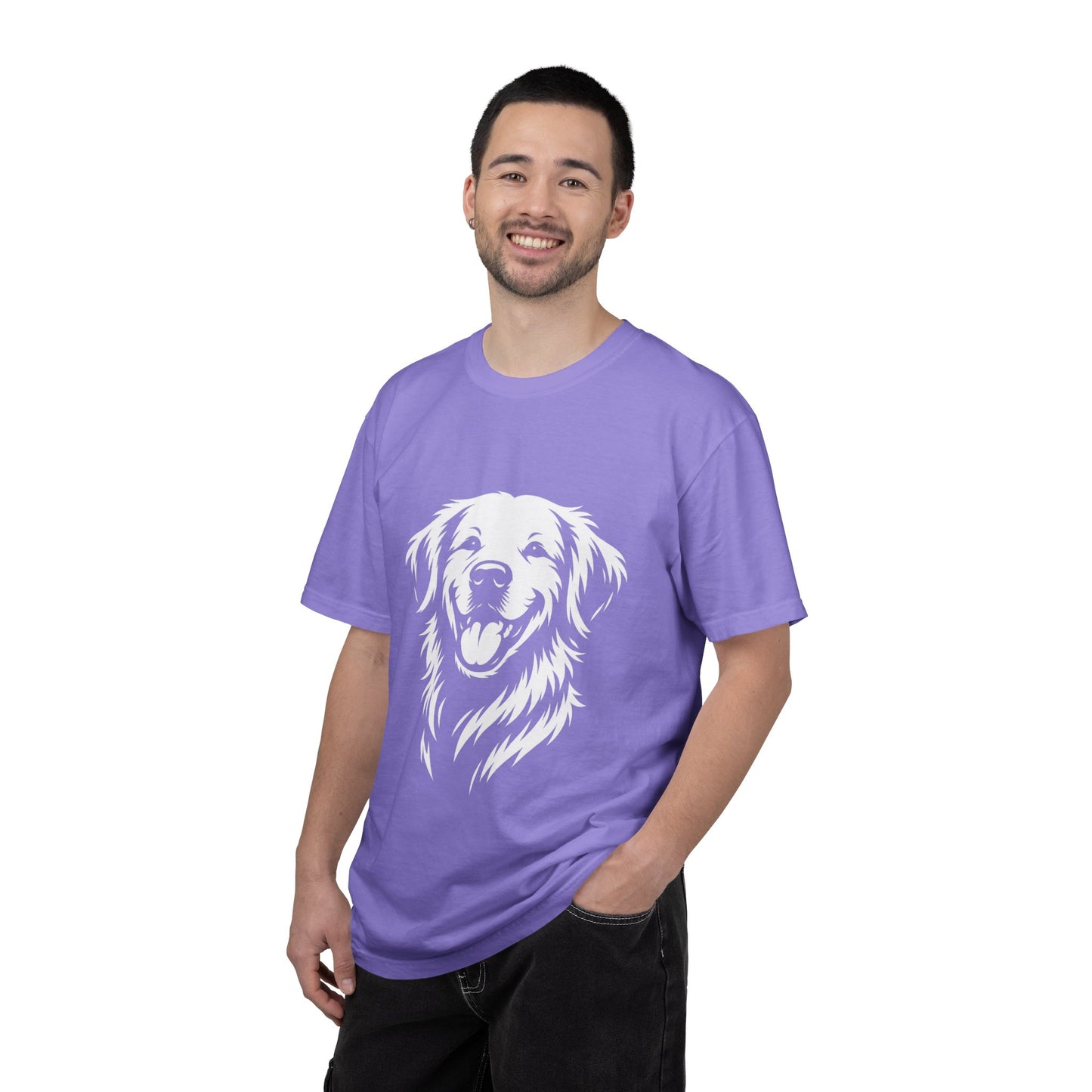 Happy Golden Retriever T-Shirt — Smiling Dog Portrait Tee for Dog Lovers