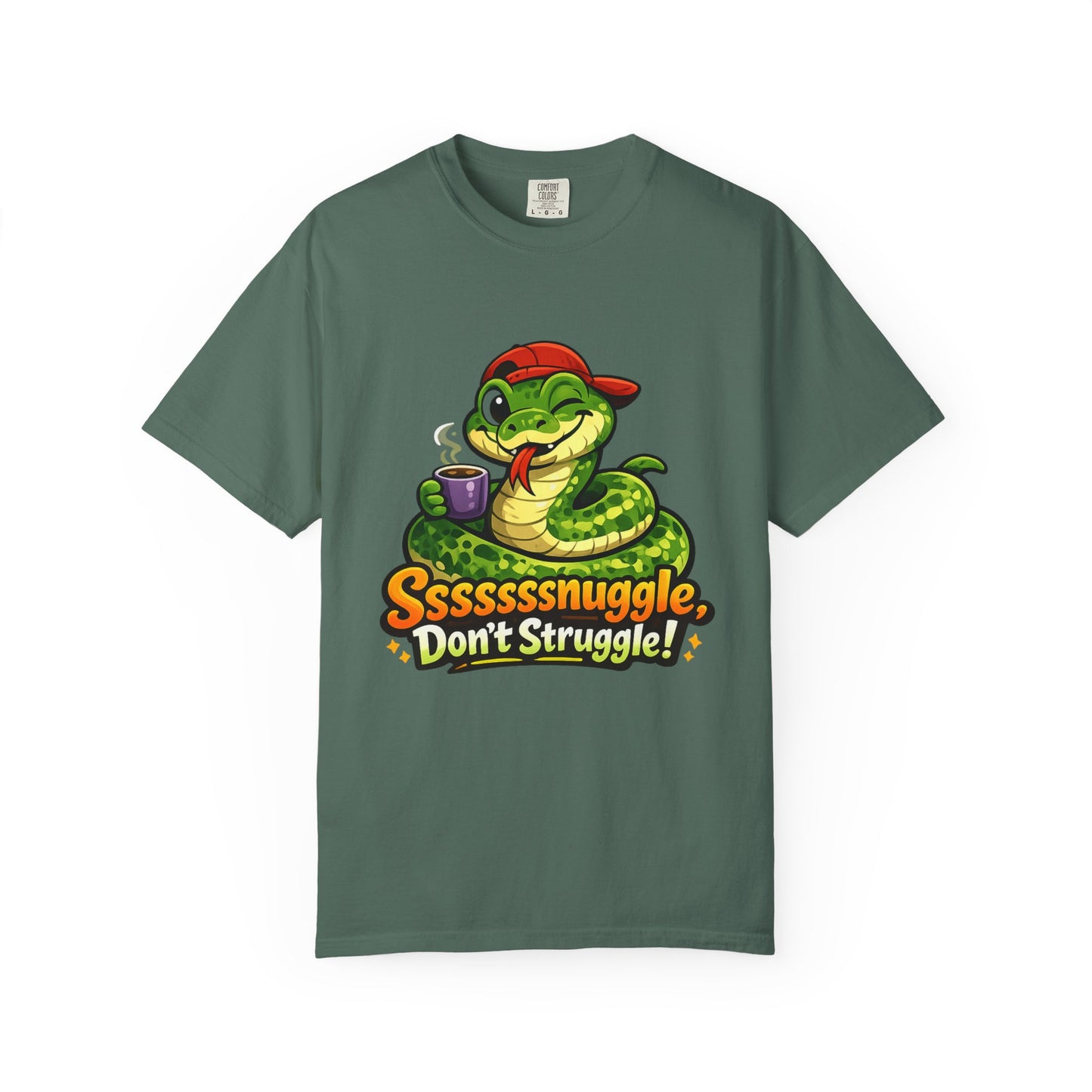 Ssssnuggle Snake T-Shirt — "Ssssssnnuggle, Don't Struggle!" Cute Cozy Snake Graphic Tee