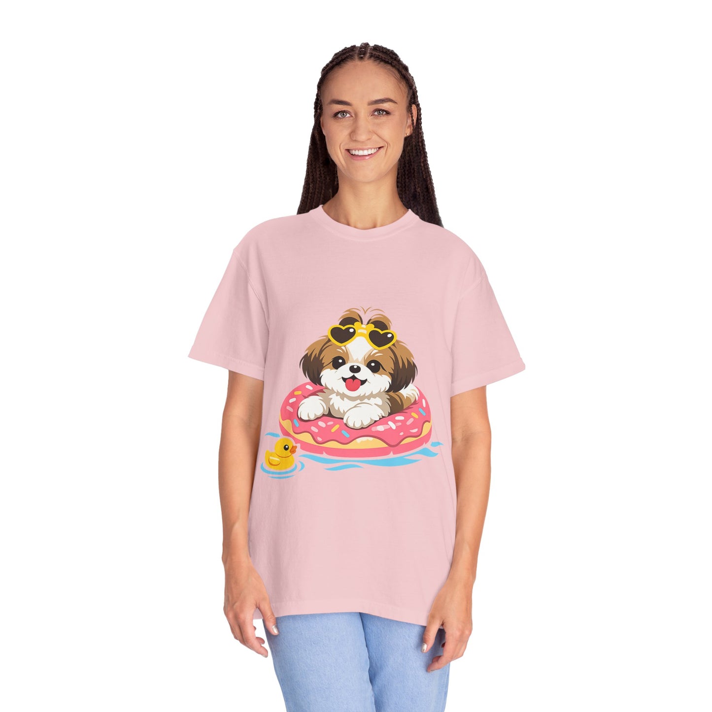 shih tzu Puppy Pool Float T-Shirt — Cute Dog Summer Graphic Tee