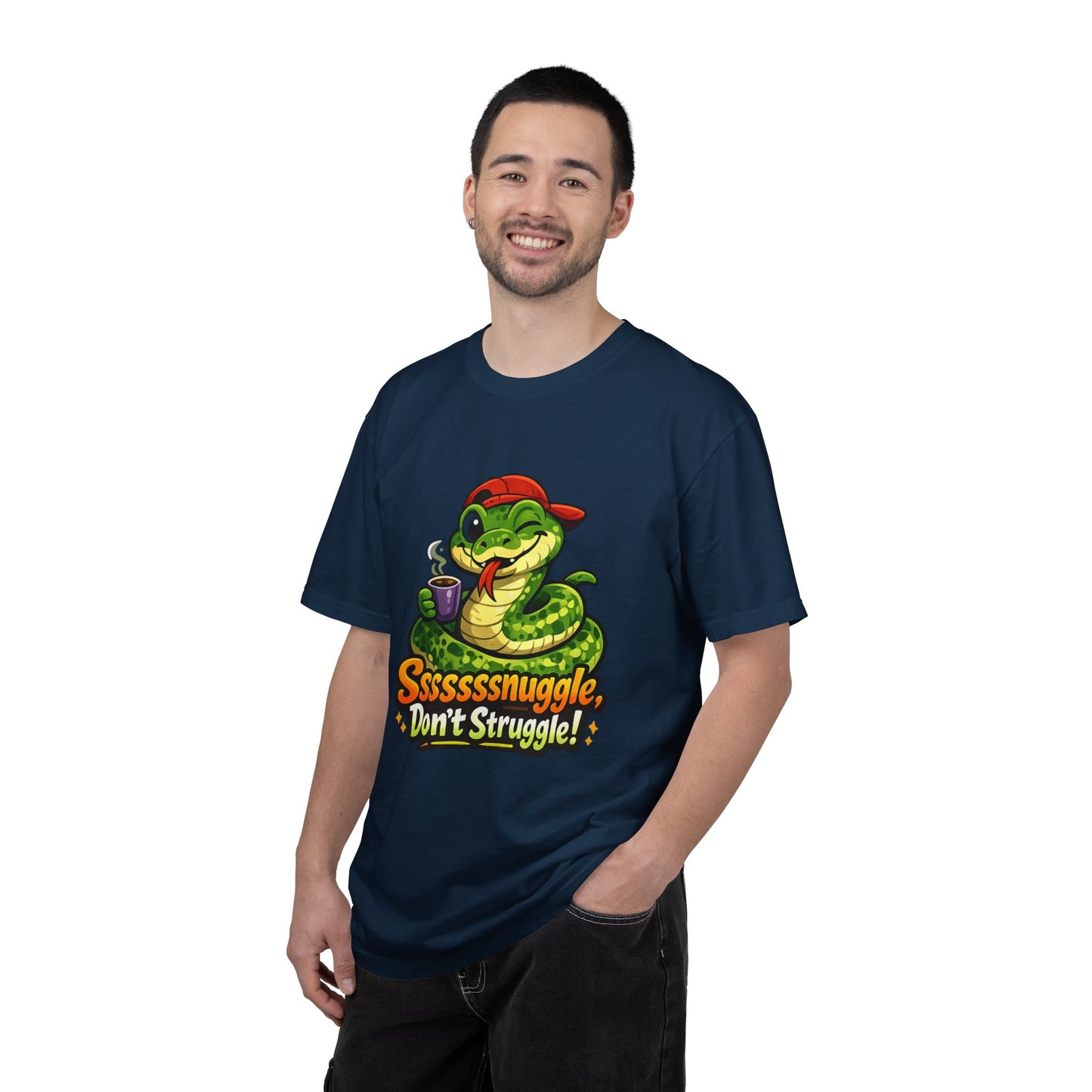 Ssssnuggle Snake T-Shirt — "Ssssssnnuggle, Don't Struggle!" Cute Cozy Snake Graphic Tee