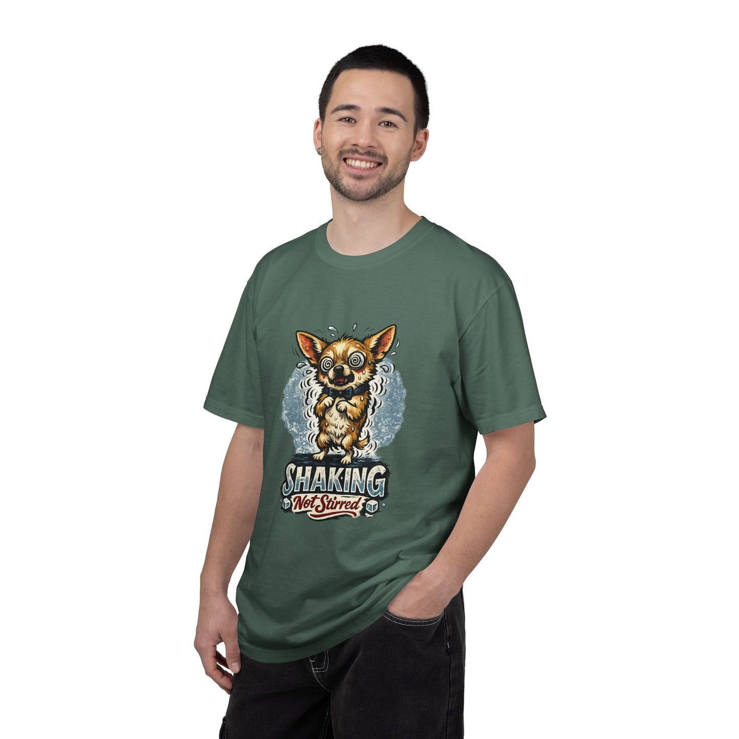 T-Shirt — 'Shaking Not Stirred' Cute Shivering Chihuahua Graphic Tee