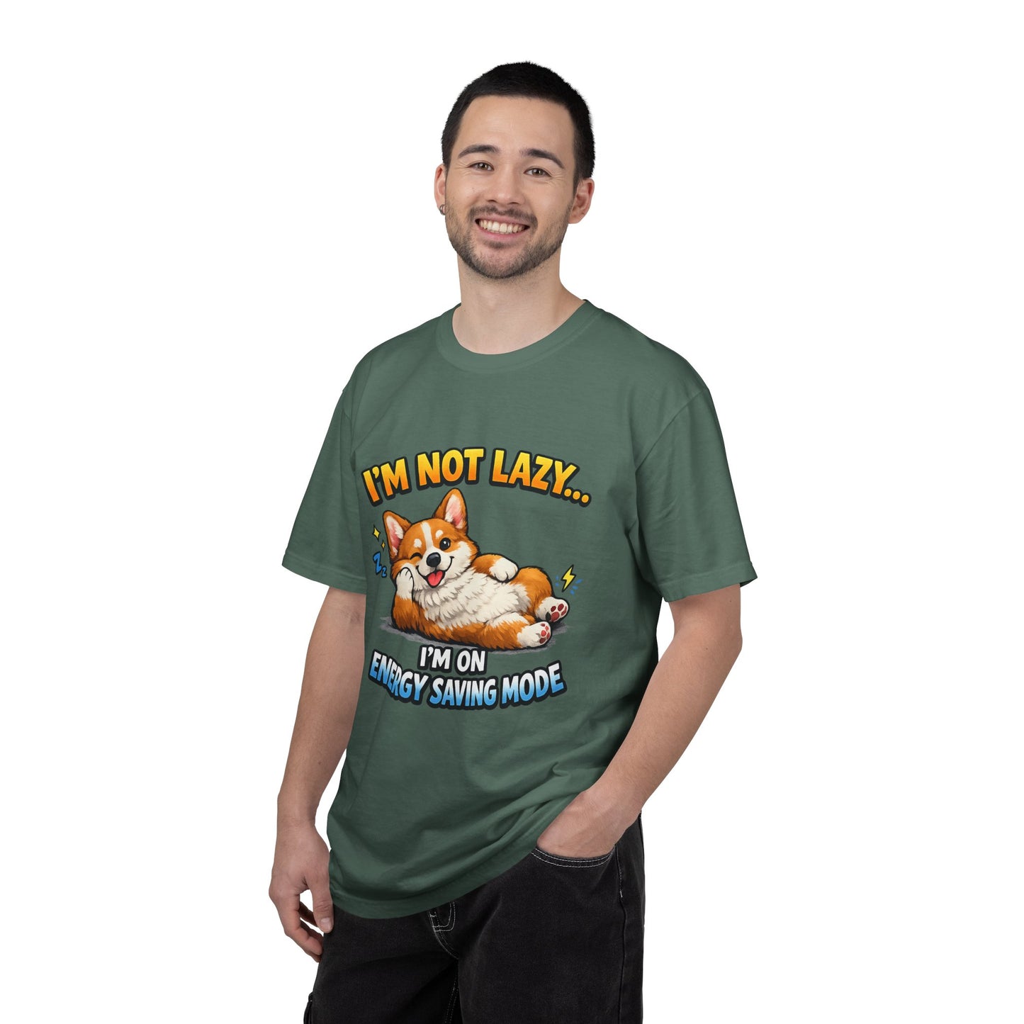 Corgi Energy Saving Mode T-Shirt — "I'm Not Lazy" Cute Dog Graphic Tee
