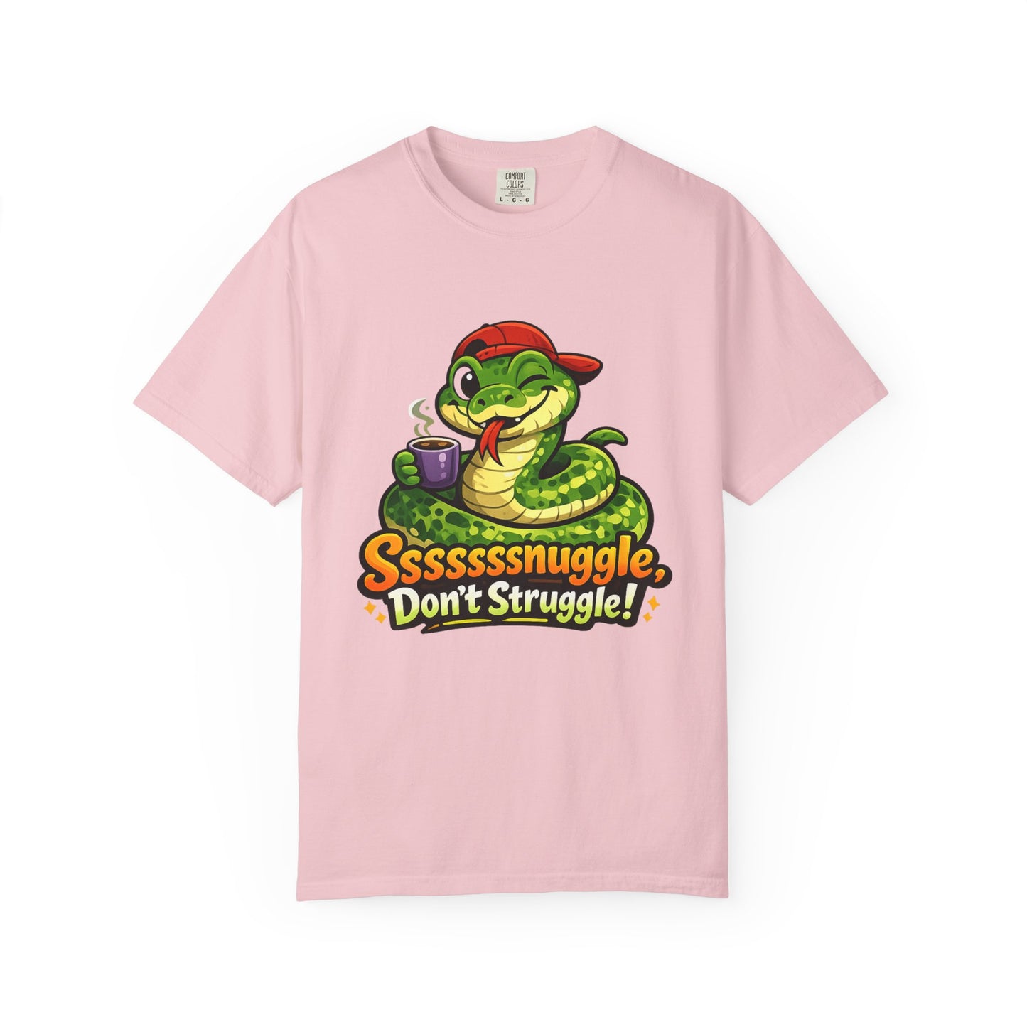 Ssssnuggle Snake T-Shirt — "Ssssssnnuggle, Don't Struggle!" Cute Cozy Snake Graphic Tee