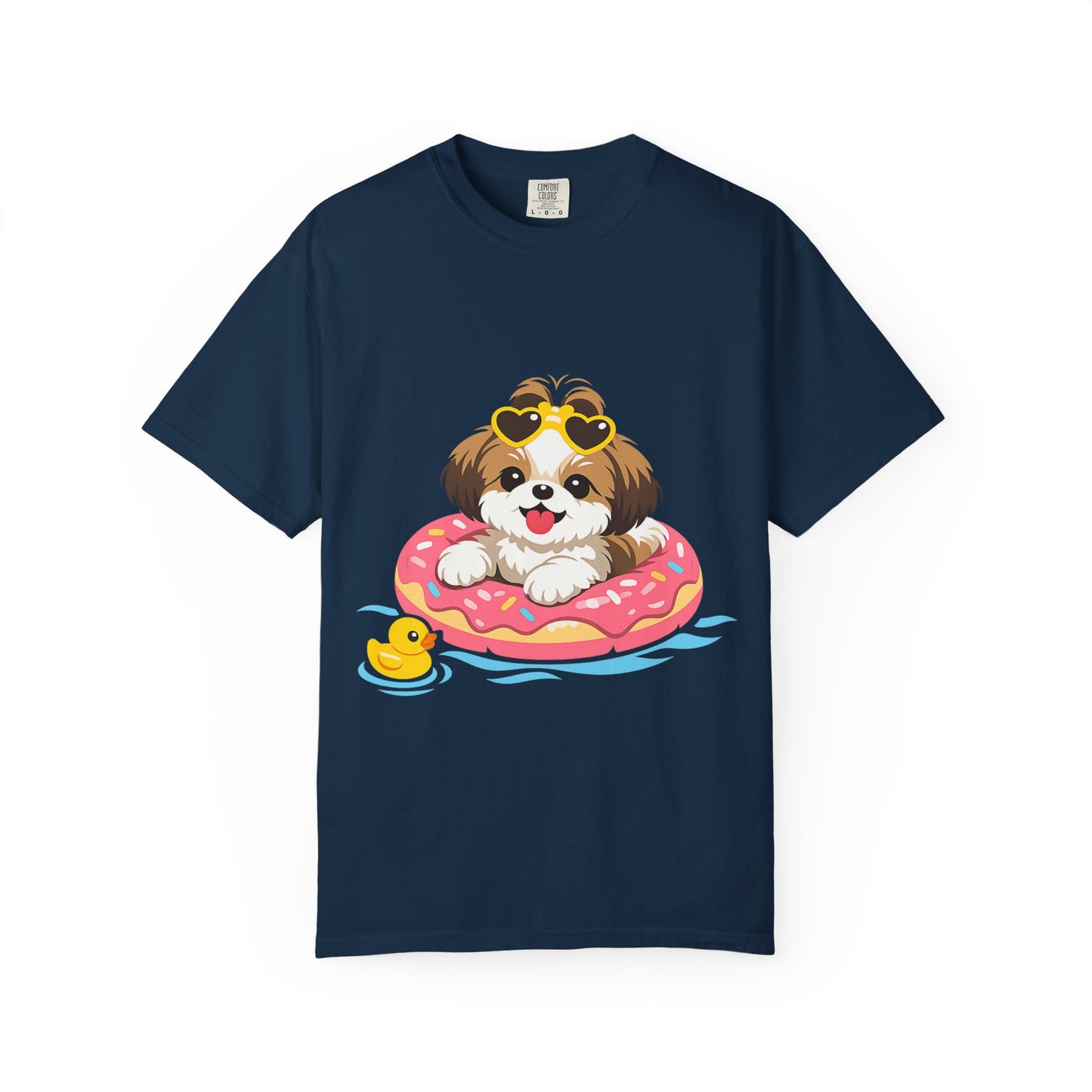 shih tzu Puppy Pool Float T-Shirt — Cute Dog Summer Graphic Tee