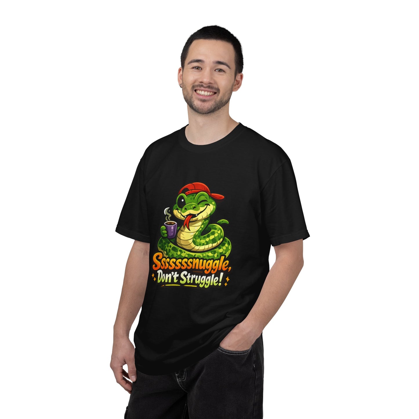 Ssssnuggle Snake T-Shirt — "Ssssssnnuggle, Don't Struggle!" Cute Cozy Snake Graphic Tee