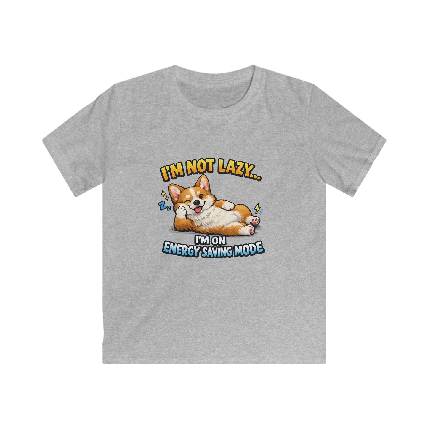 Kids Tee — Cute Corgi “I’m Not Lazy… I’m on Energy Saving Mode”