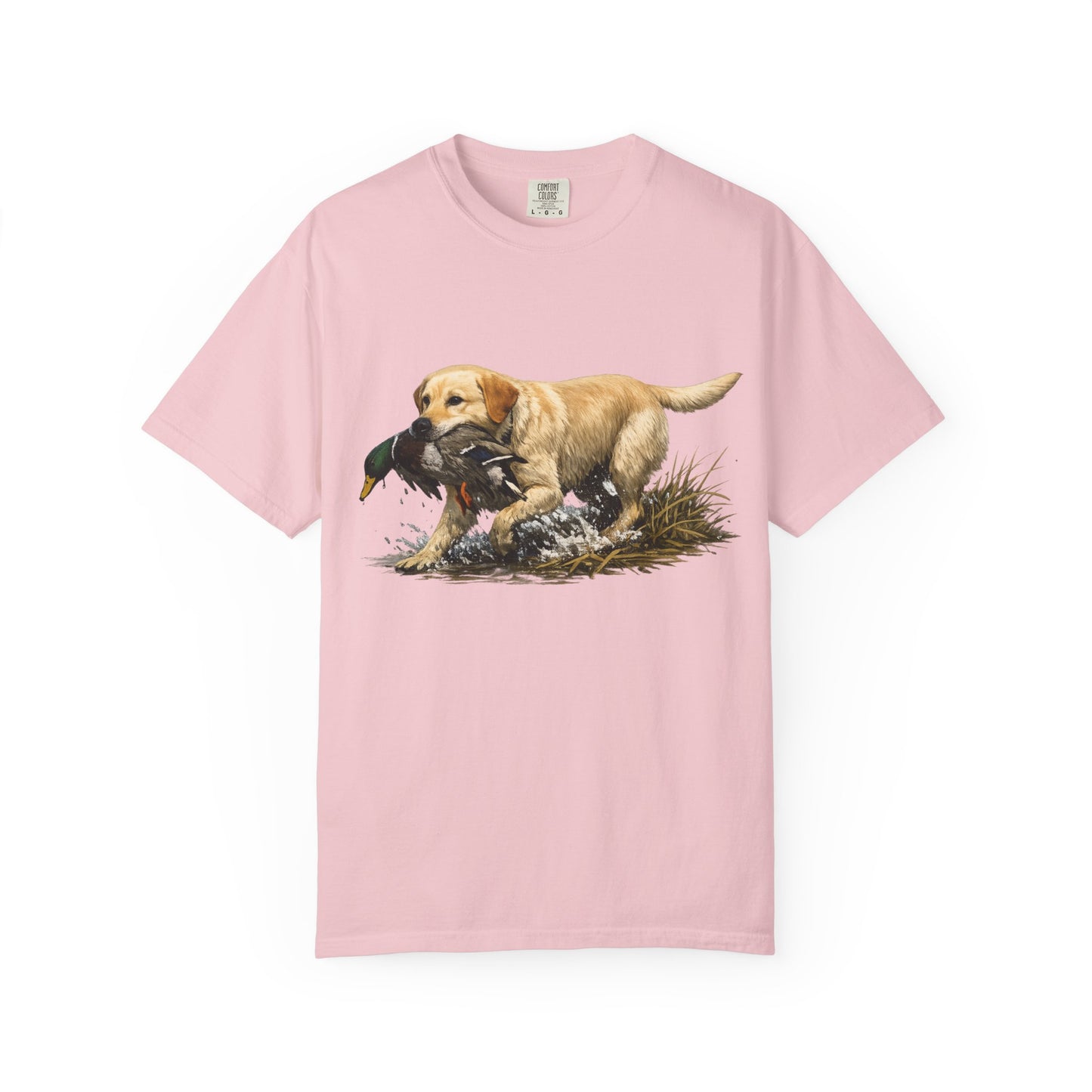 Labrador Retriever Hunting Dog T-Shirt — Yellow Lab with Duck Graphic