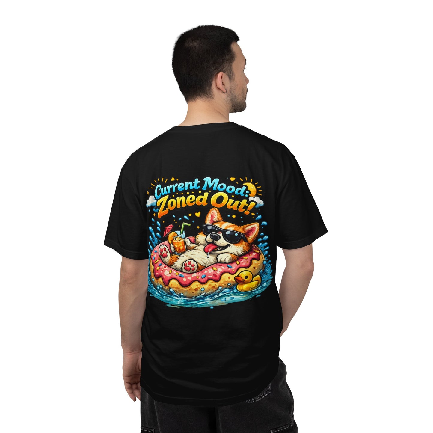 Corgi Float Summer Tee - "Current Mood: Zoned Out" Graphic T-Shirt