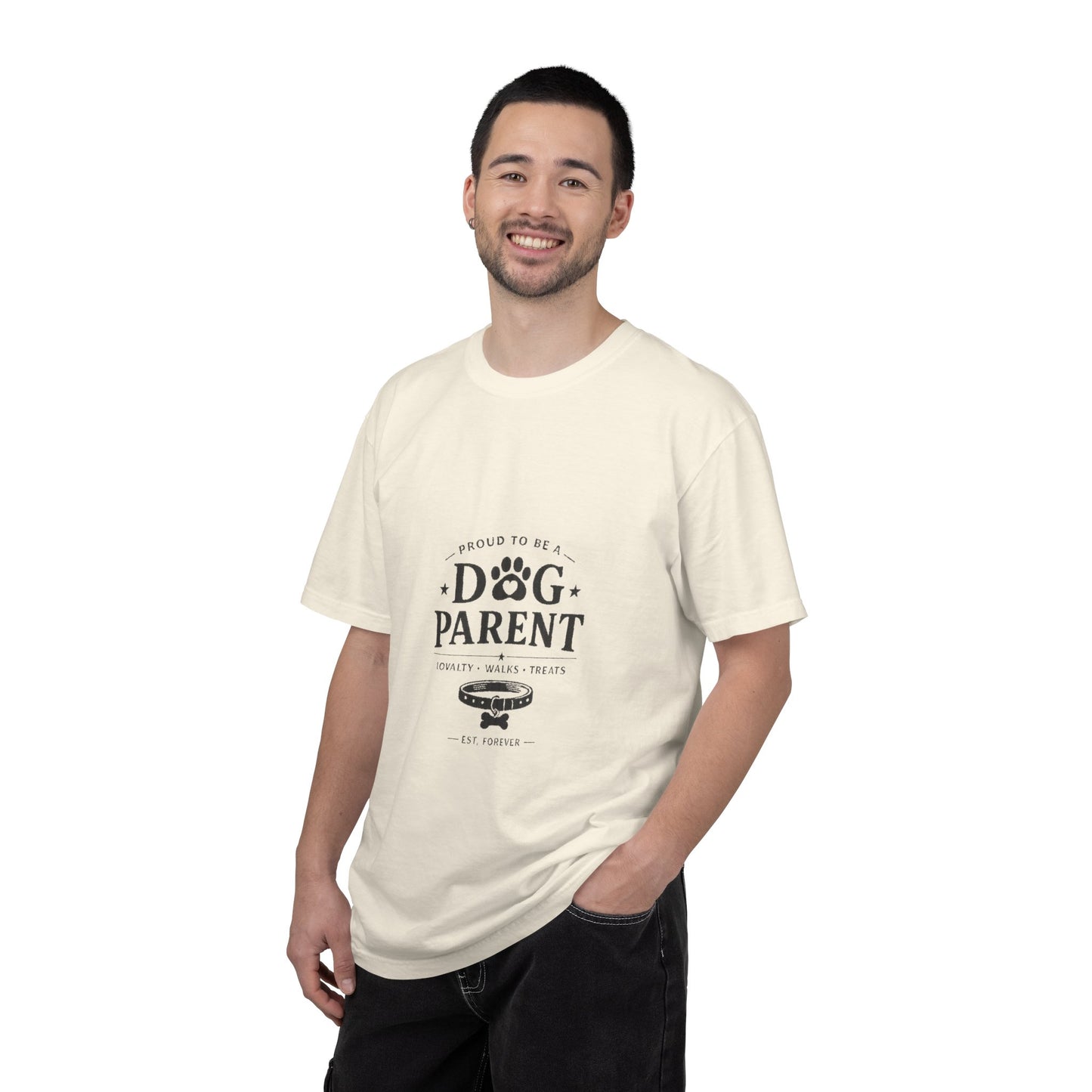 Dog Parent T-Shirt — Proud to Be a Dog Parent Graphic Tee in black lettering