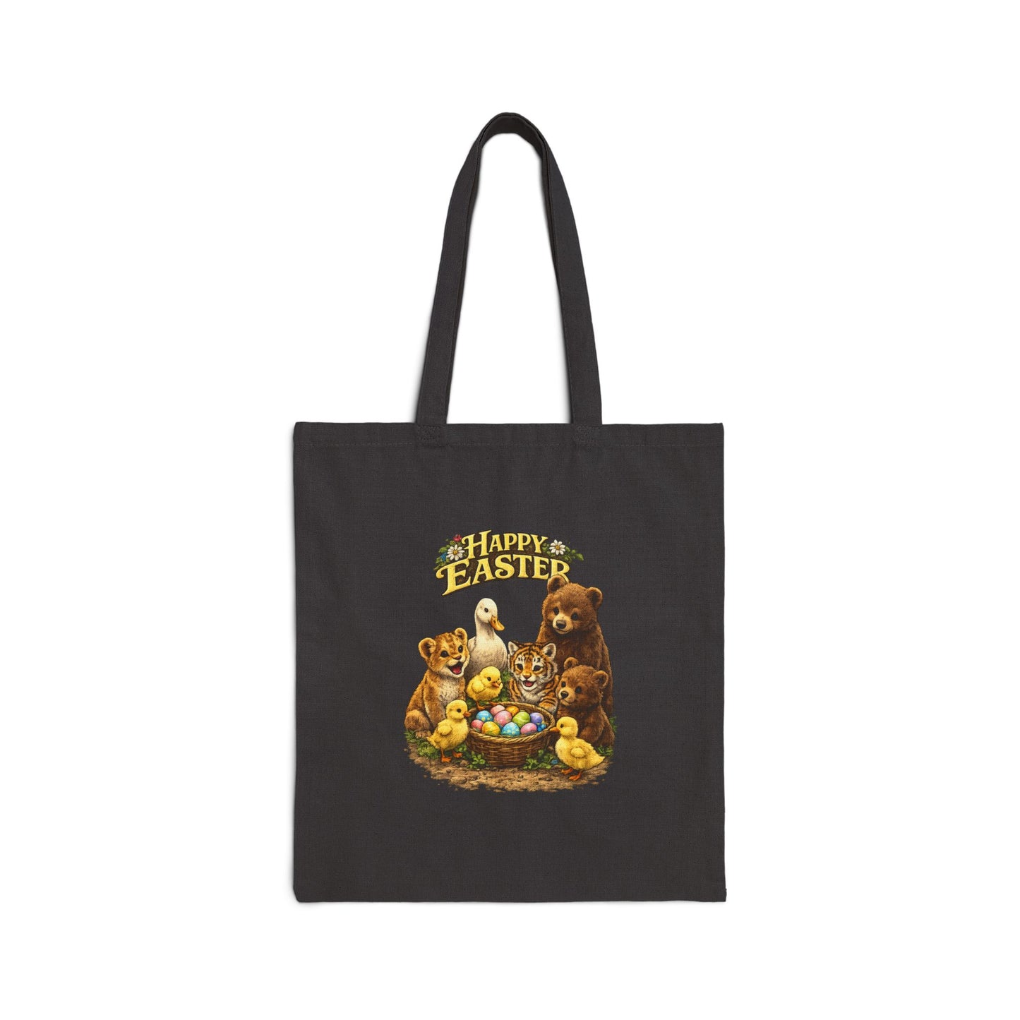 Happy Easter Lions, Tigers, Bears Cotton Canvas Tote Bag