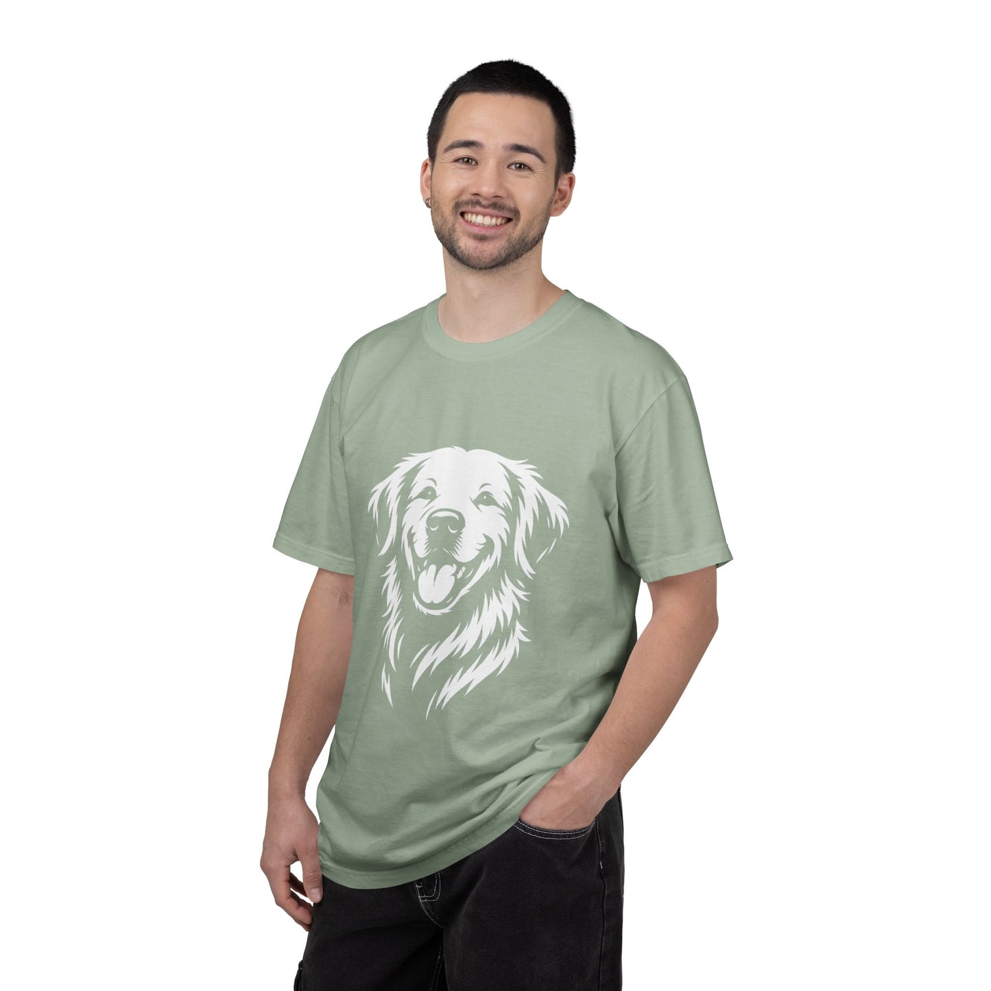 Happy Golden Retriever T-Shirt — Smiling Dog Portrait Tee for Dog Lovers