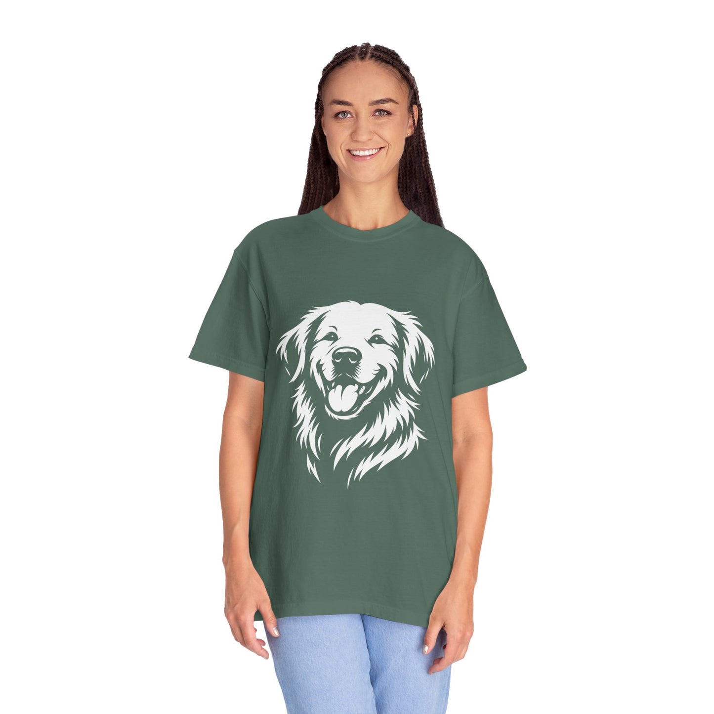 Happy Golden Retriever T-Shirt — Smiling Dog Portrait Tee for Dog Lovers