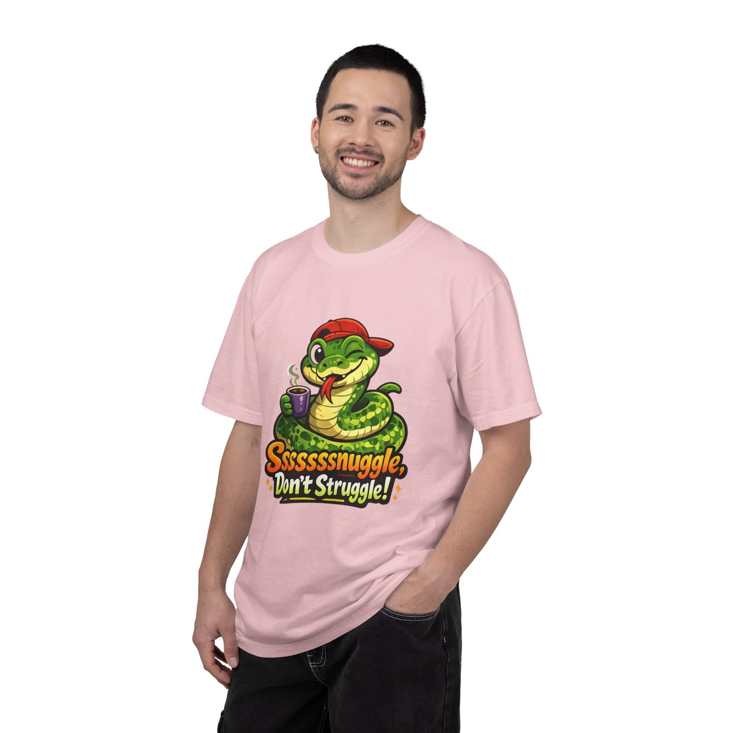 Ssssnuggle Snake T-Shirt — "Ssssssnnuggle, Don't Struggle!" Cute Cozy Snake Graphic Tee