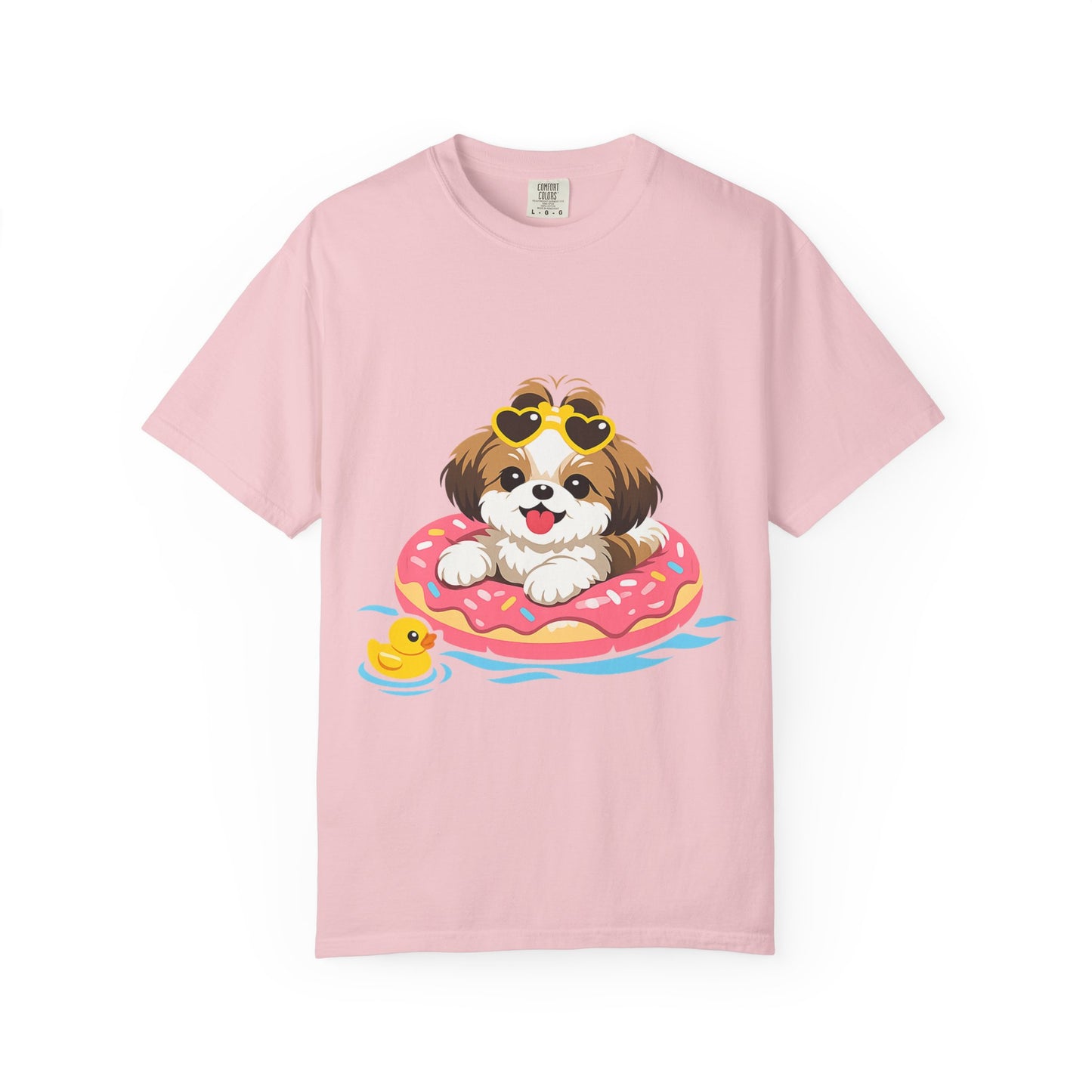 shih tzu Puppy Pool Float T-Shirt — Cute Dog Summer Graphic Tee