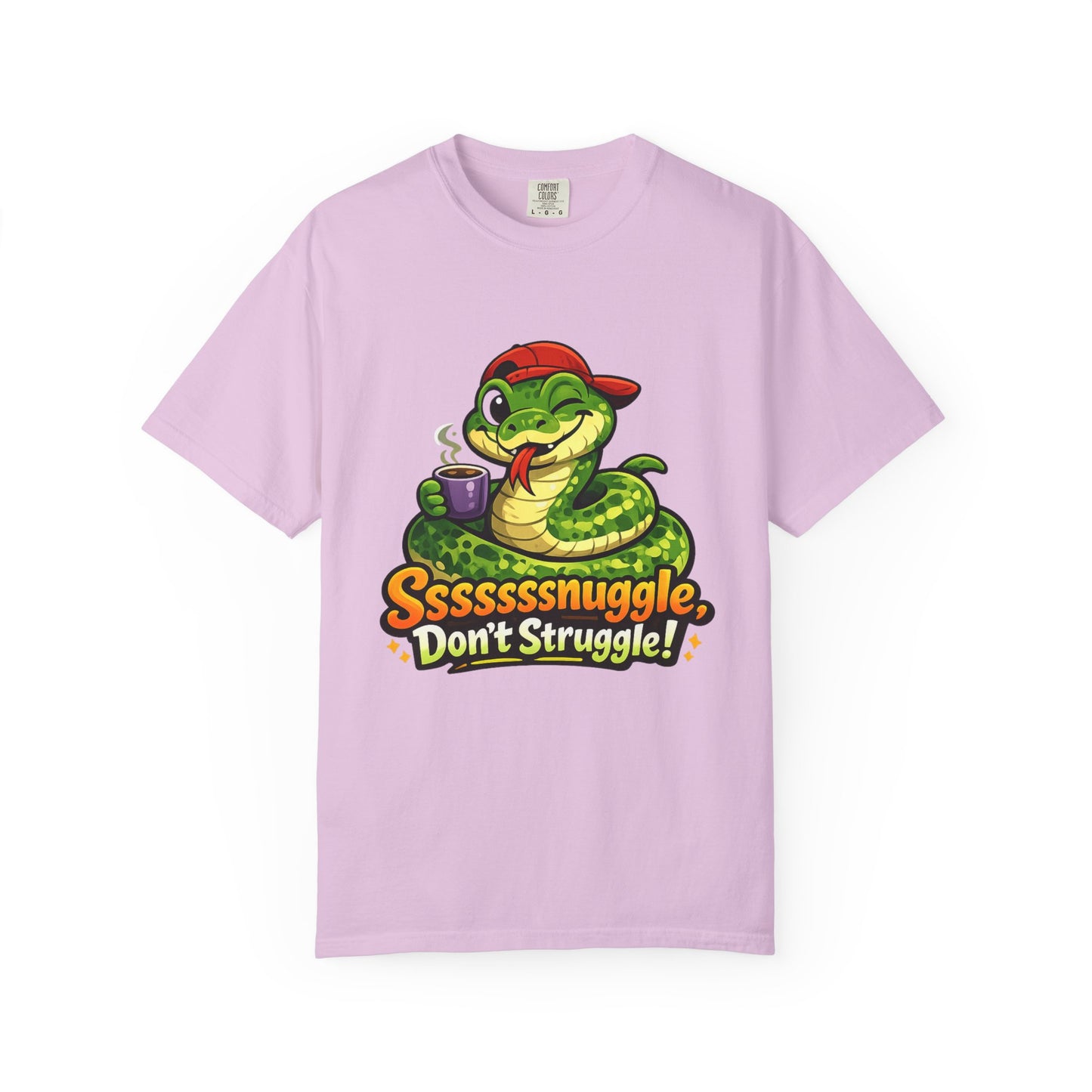 Ssssnuggle Snake T-Shirt — "Ssssssnnuggle, Don't Struggle!" Cute Cozy Snake Graphic Tee
