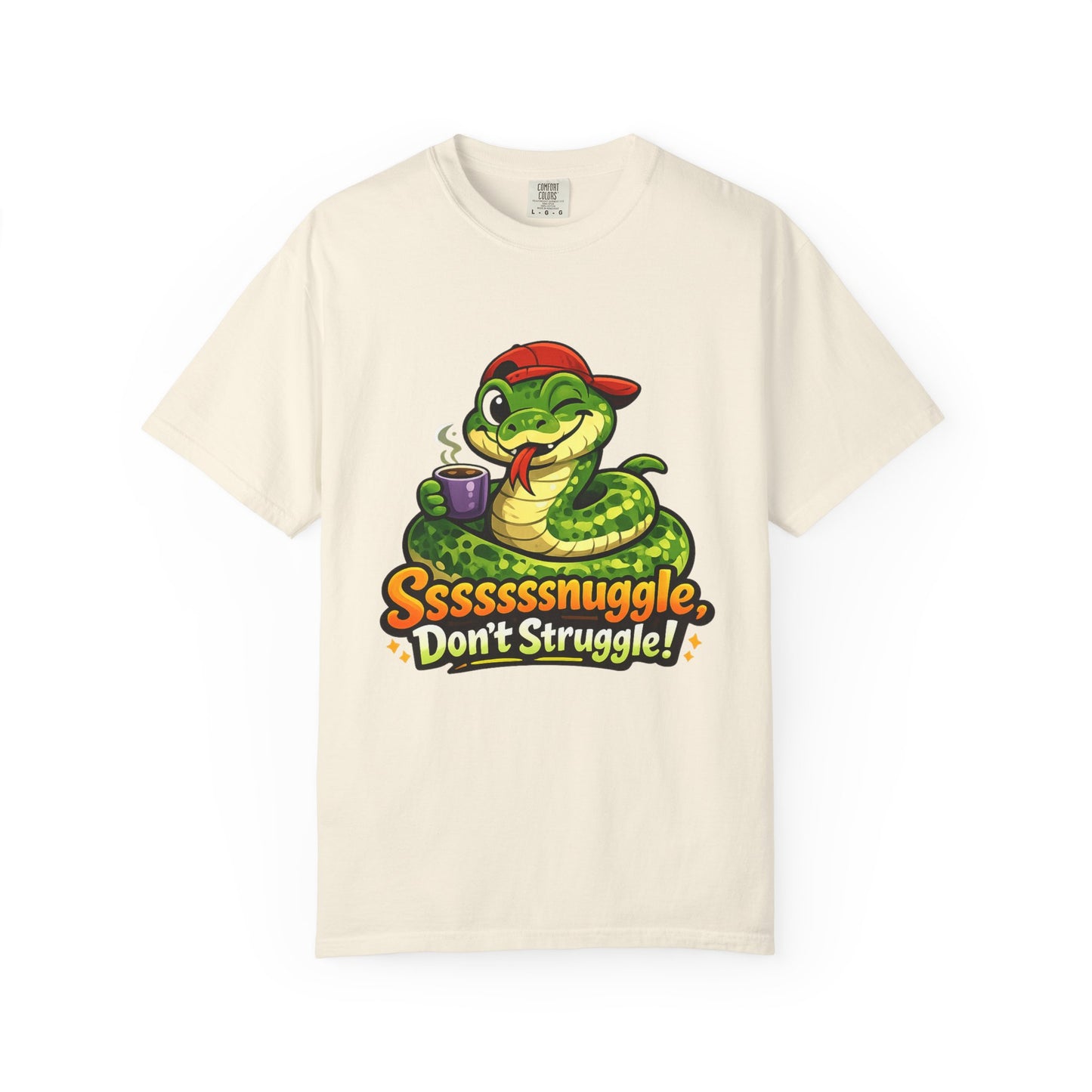 Ssssnuggle Snake T-Shirt — "Ssssssnnuggle, Don't Struggle!" Cute Cozy Snake Graphic Tee