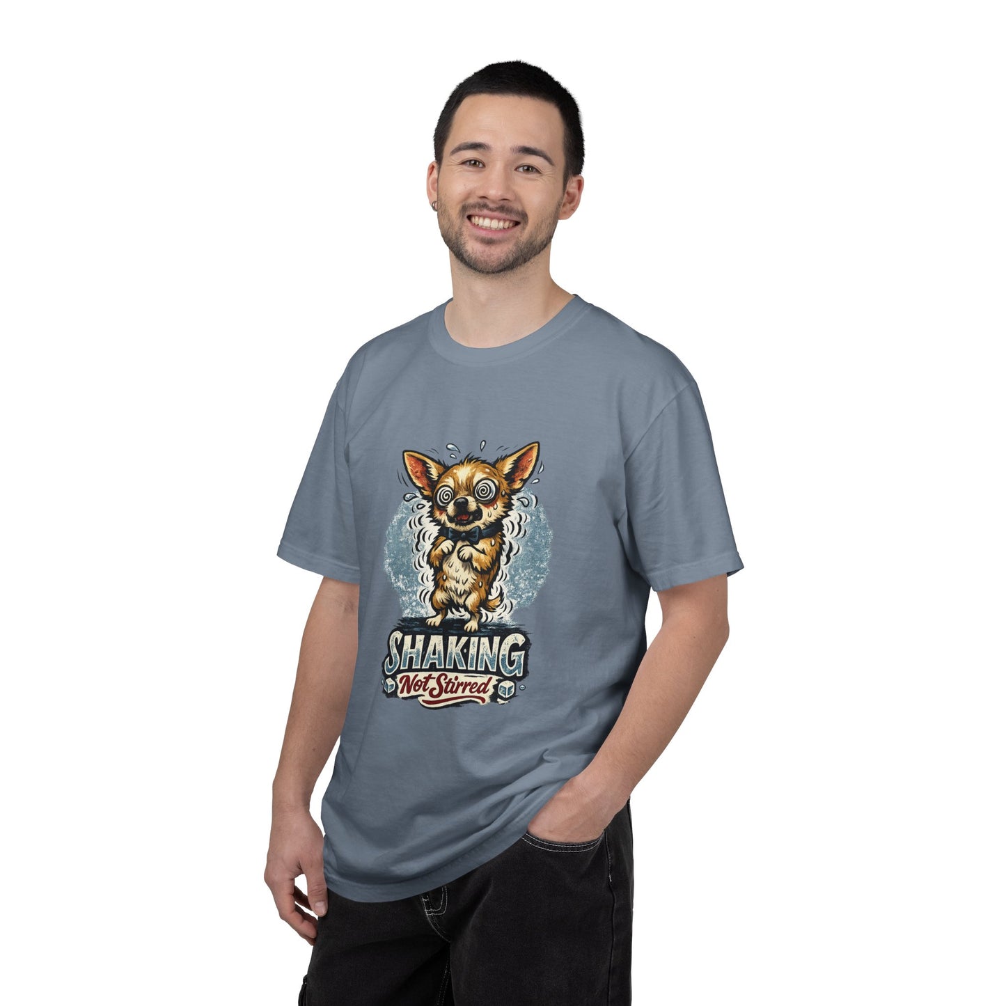 T-Shirt — 'Shaking Not Stirred' Cute Shivering Chihuahua Graphic Tee