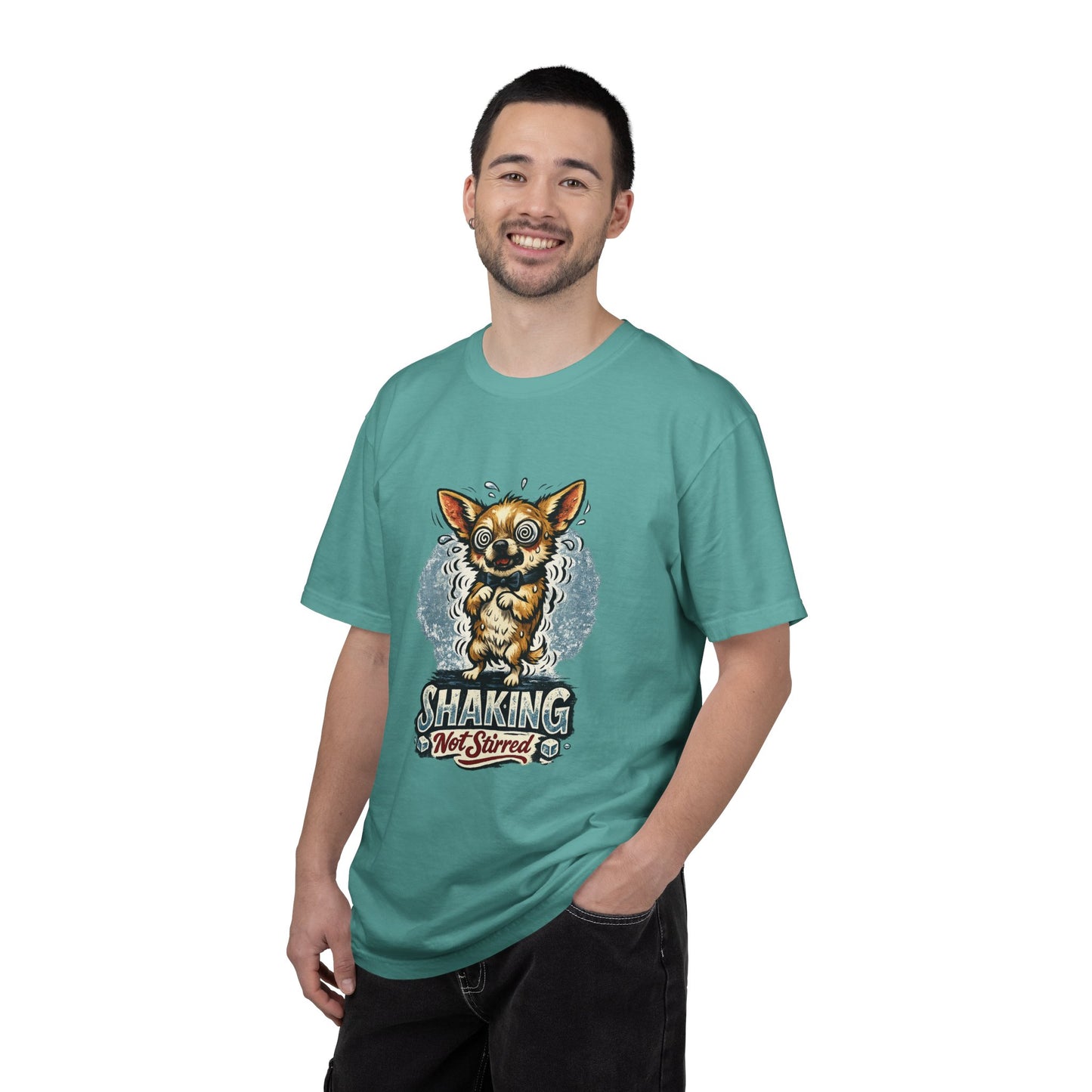 T-Shirt — 'Shaking Not Stirred' Cute Shivering Chihuahua Graphic Tee