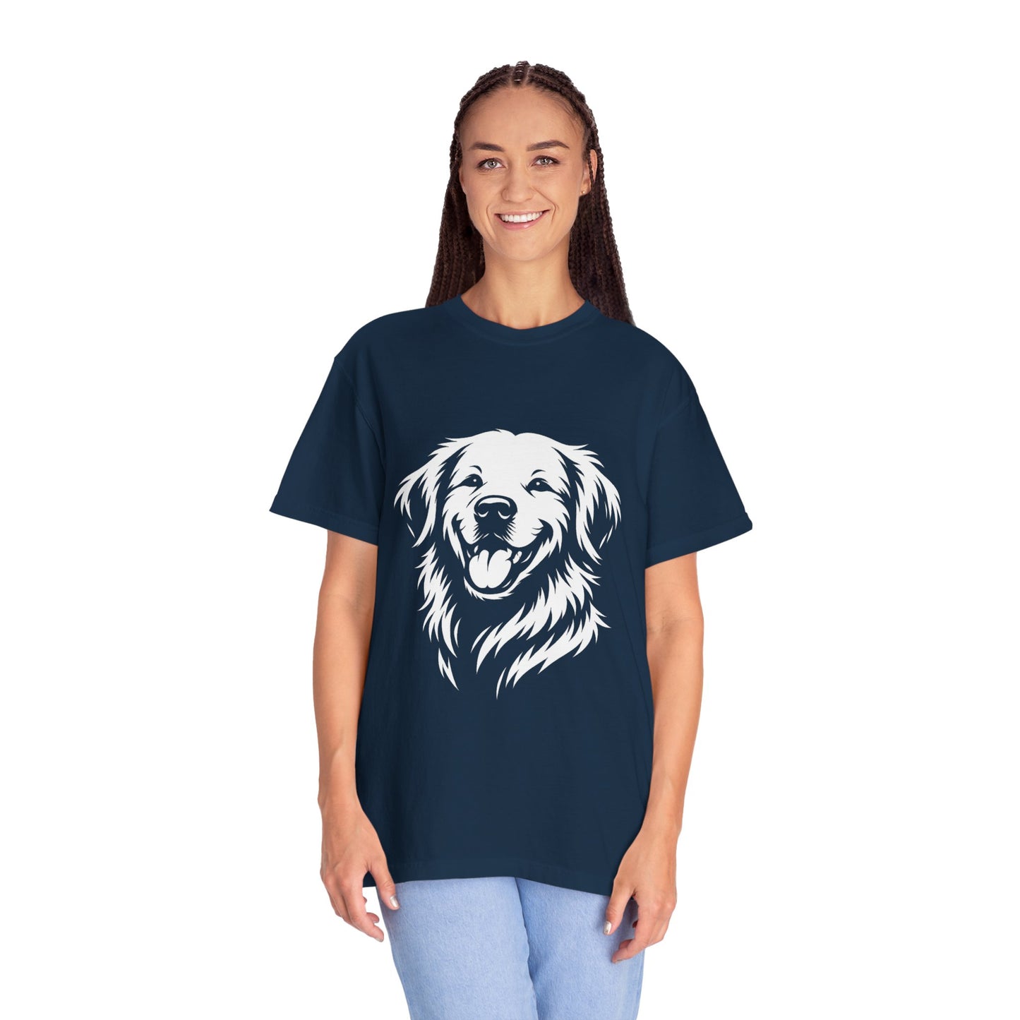 Happy Golden Retriever T-Shirt — Smiling Dog Portrait Tee for Dog Lovers