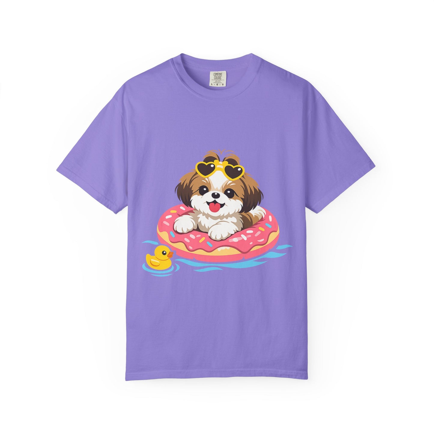 shih tzu Puppy Pool Float T-Shirt — Cute Dog Summer Graphic Tee