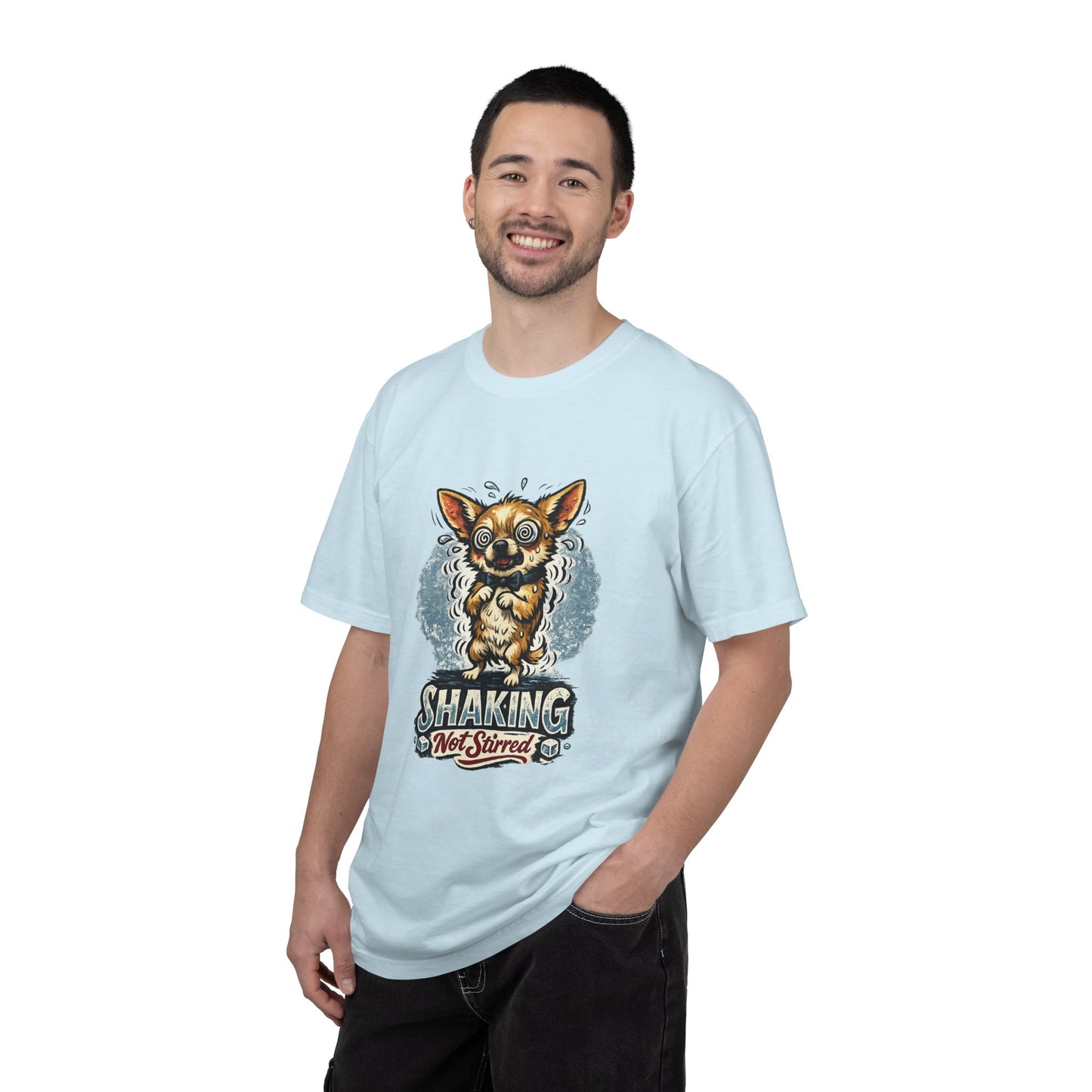 T-Shirt — 'Shaking Not Stirred' Cute Shivering Chihuahua Graphic Tee