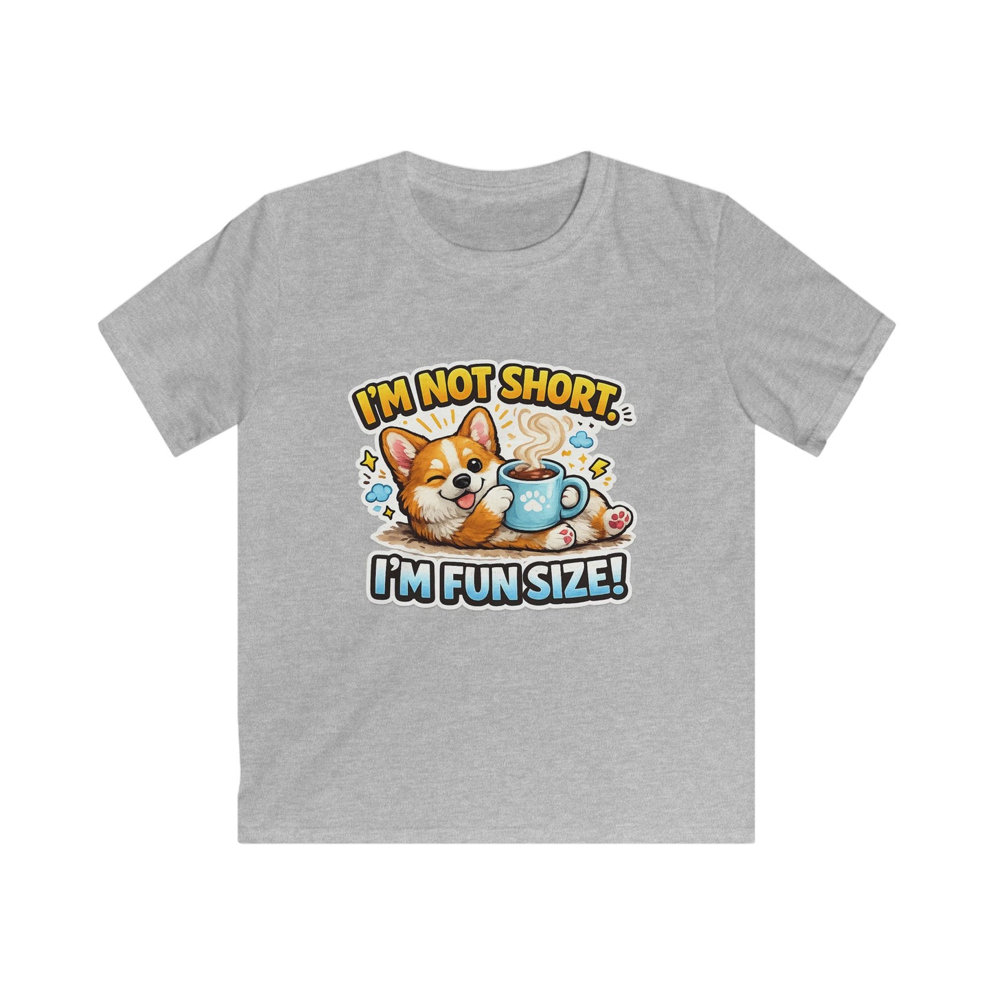 Kids Tee — “I’m Not Short, I’m Funsize!” Cute Corgi Graphic T-Shirt