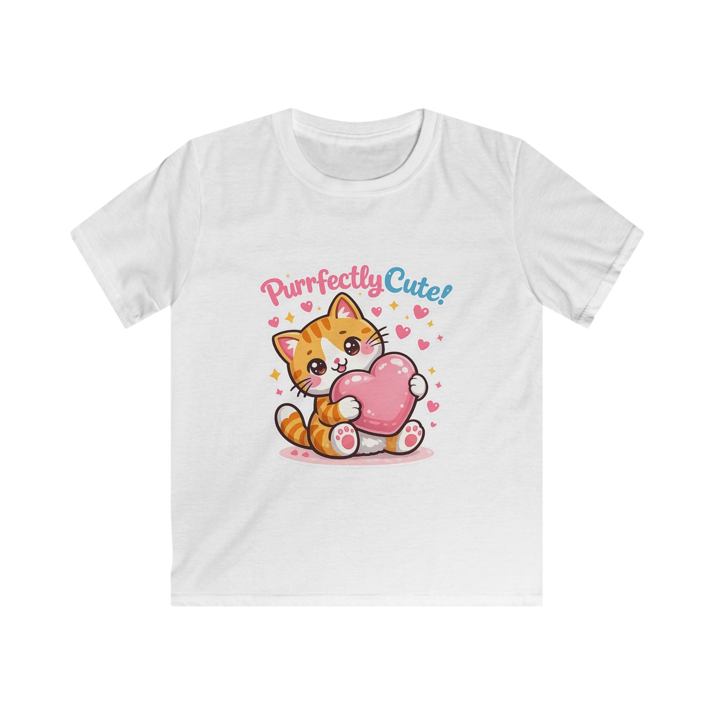 Kids Tee — "Purrfectly Cute"  Cat Heart Graphic