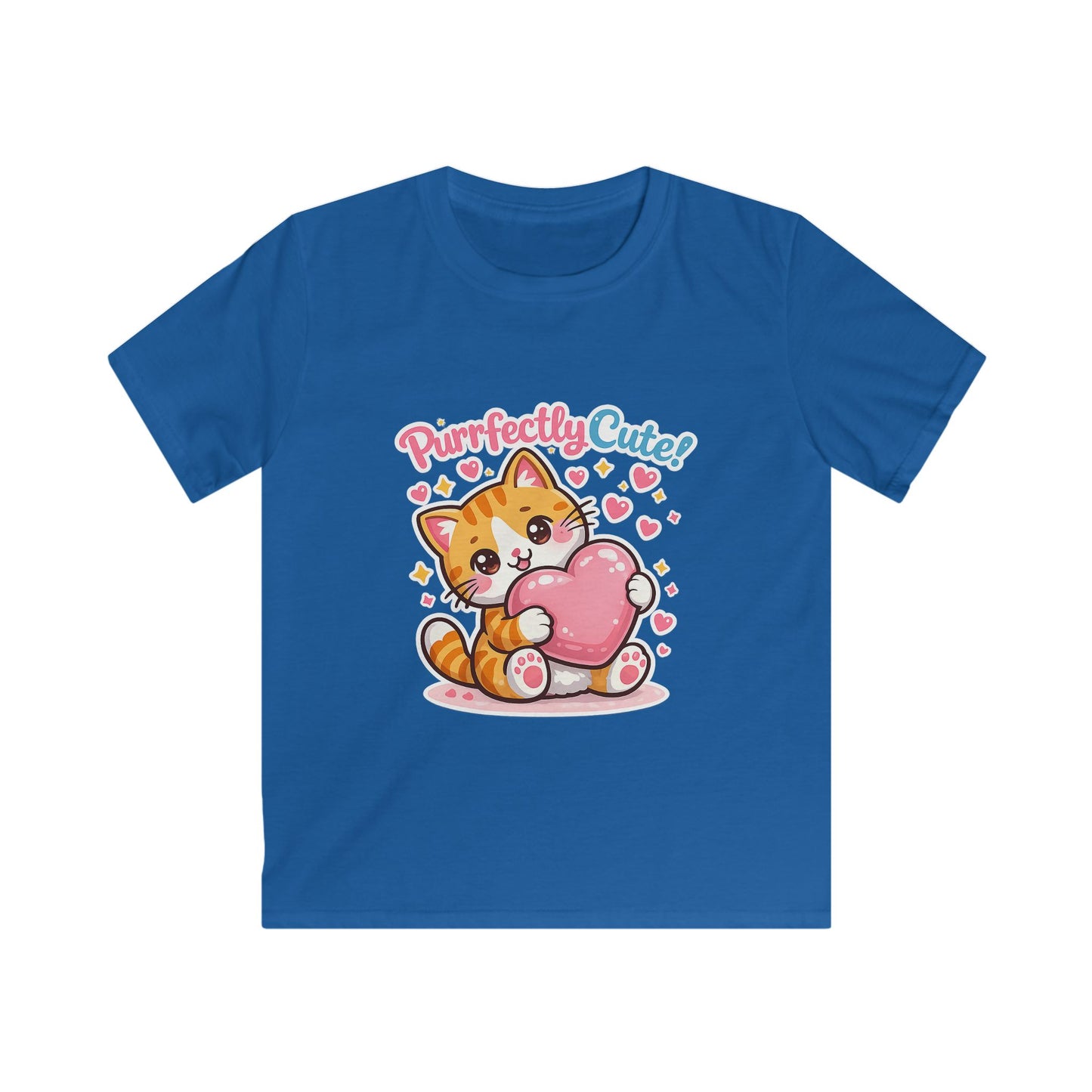 Kids Tee — "Purrfectly Cute"  Cat Heart Graphic