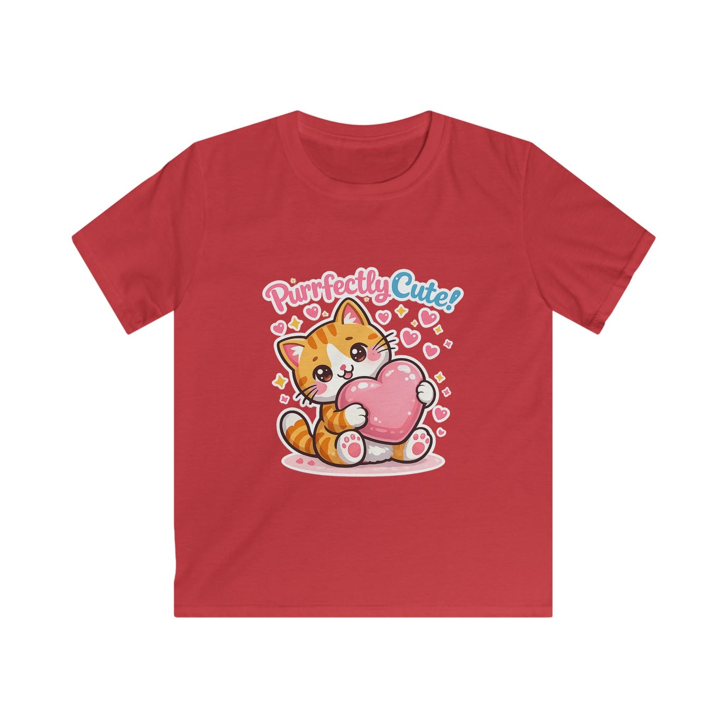 Kids Tee — "Purrfectly Cute"  Cat Heart Graphic