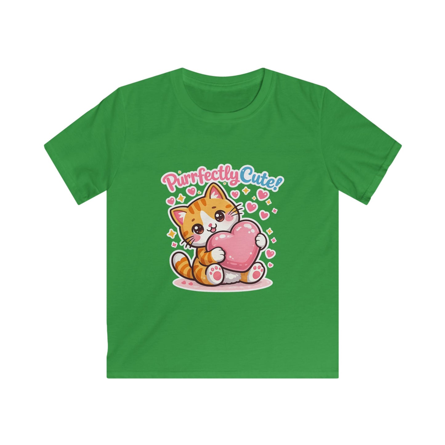 Kids Tee — "Purrfectly Cute"  Cat Heart Graphic