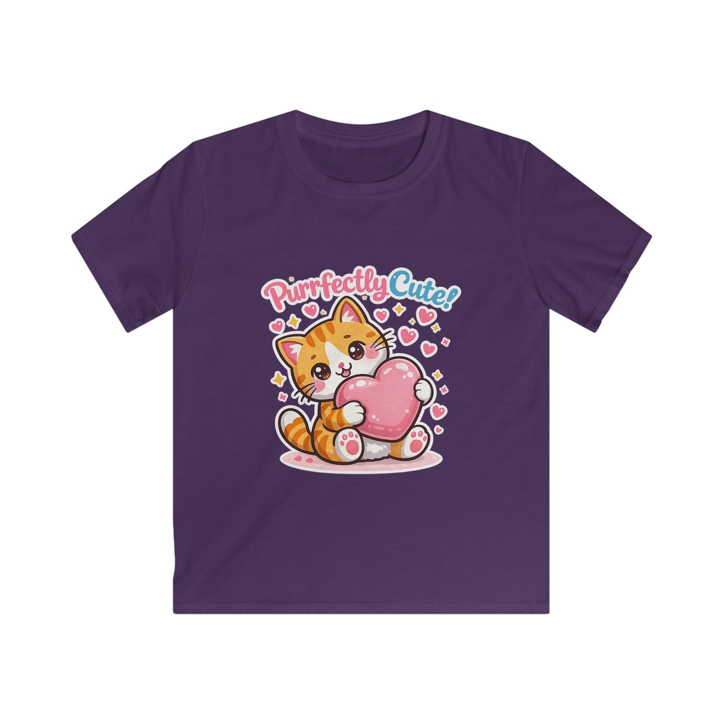 Kids Tee — "Purrfectly Cute"  Cat Heart Graphic