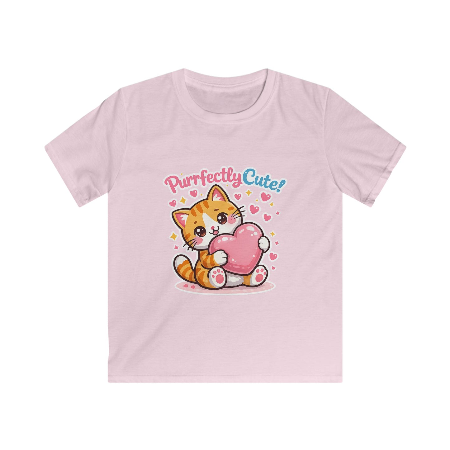 Kids Tee — "Purrfectly Cute"  Cat Heart Graphic