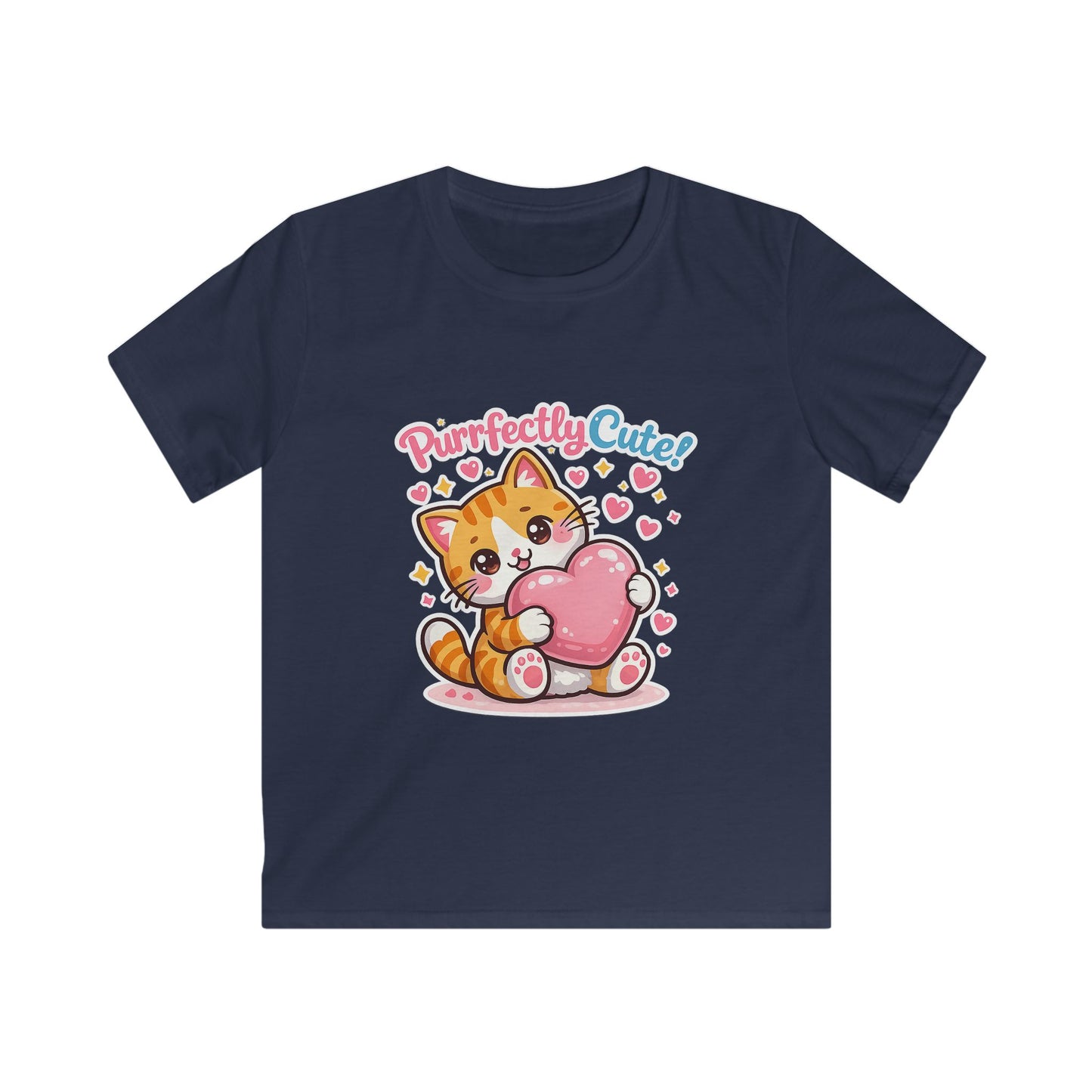 Kids Tee — "Purrfectly Cute"  Cat Heart Graphic