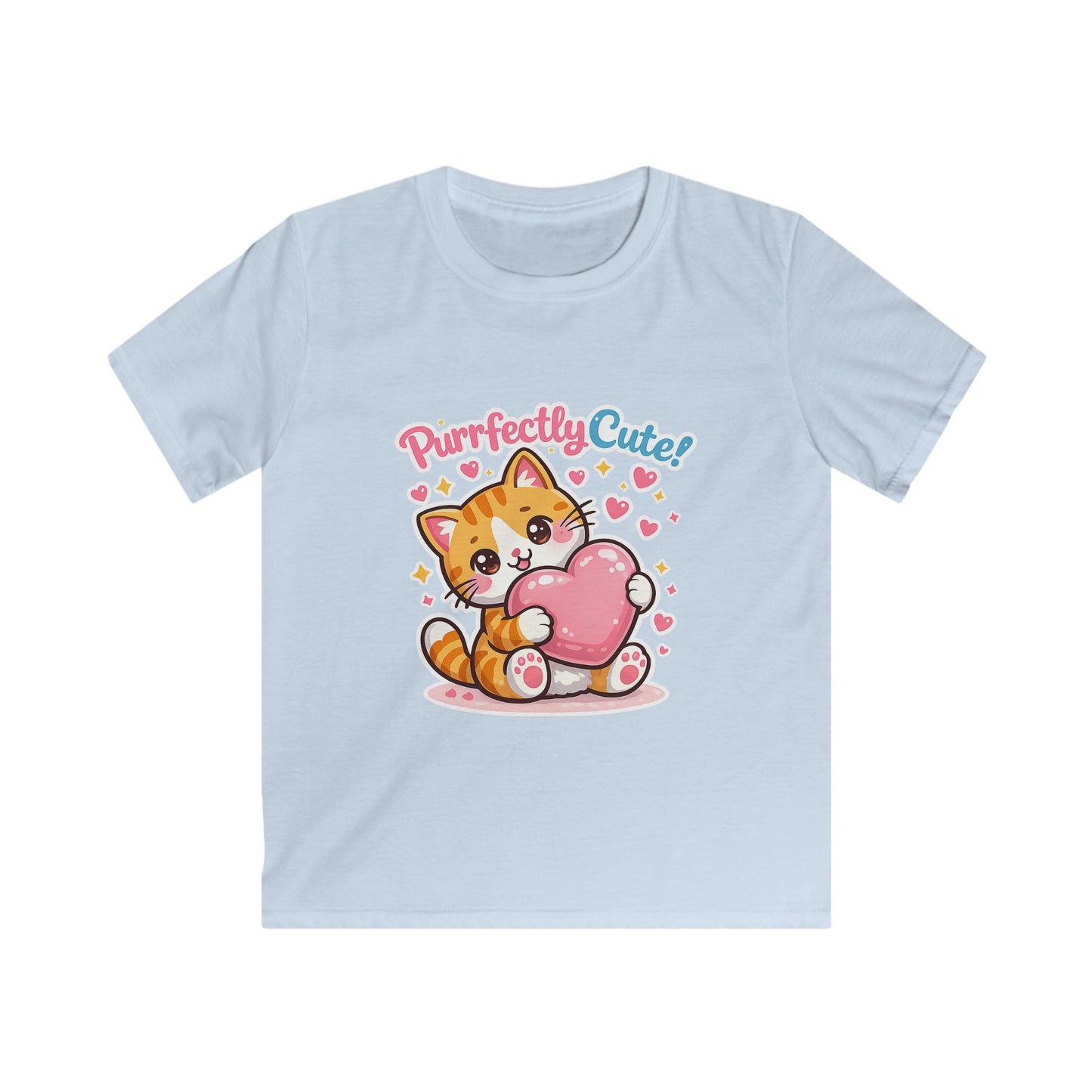 Kids Tee — "Purrfectly Cute"  Cat Heart Graphic