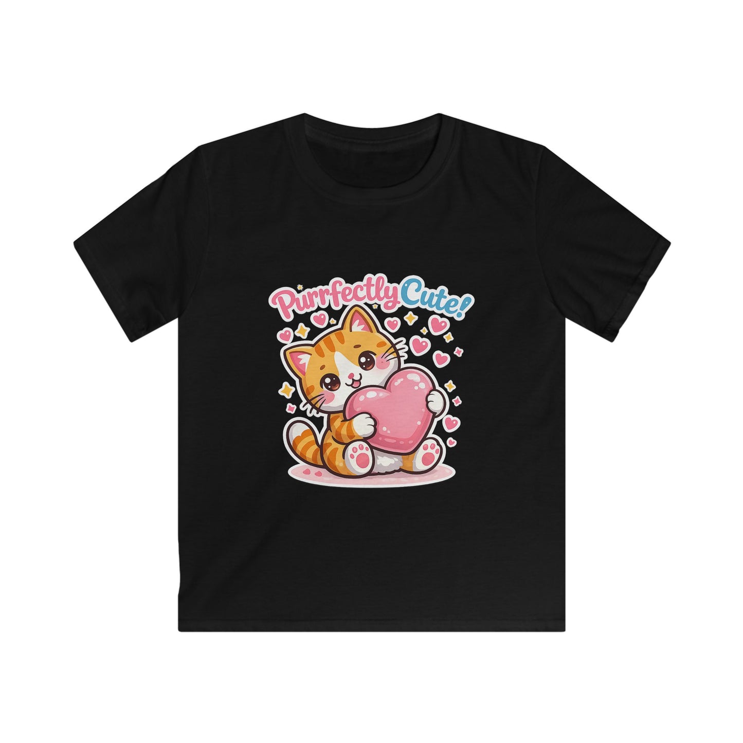 Kids Tee — "Purrfectly Cute"  Cat Heart Graphic