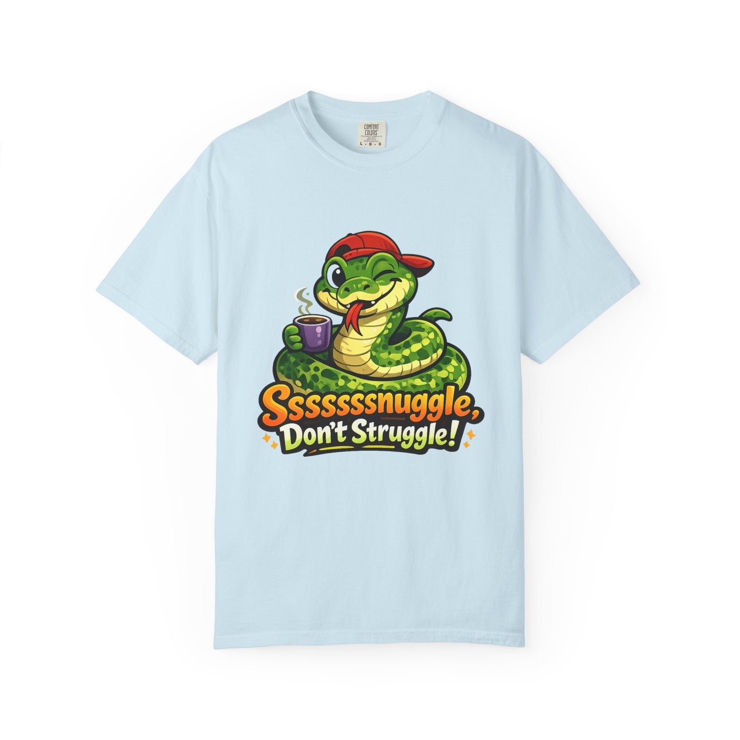 Ssssnuggle Snake T-Shirt — "Ssssssnnuggle, Don't Struggle!" Cute Cozy Snake Graphic Tee