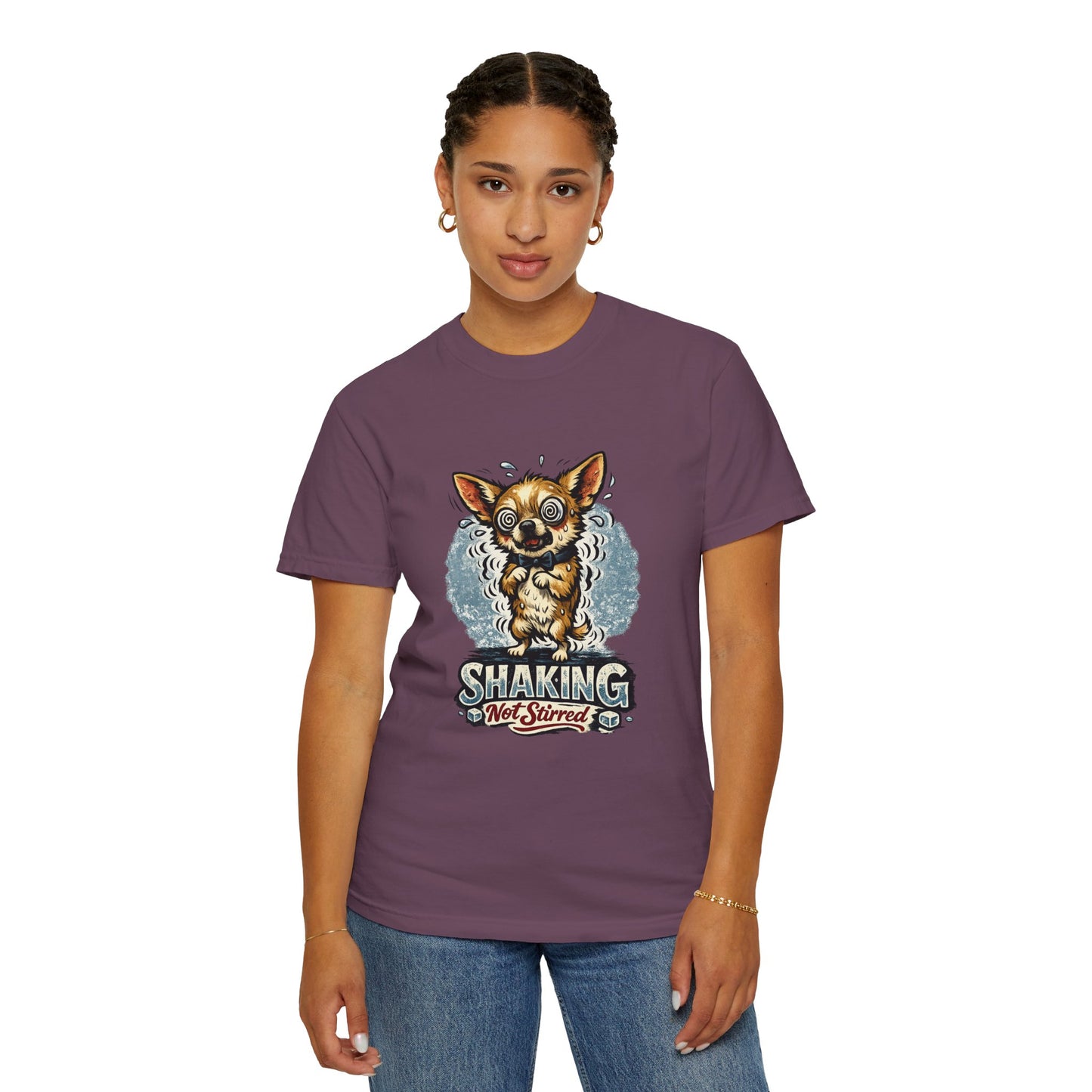 T-Shirt — 'Shaking Not Stirred' Cute Shivering Chihuahua Graphic Tee
