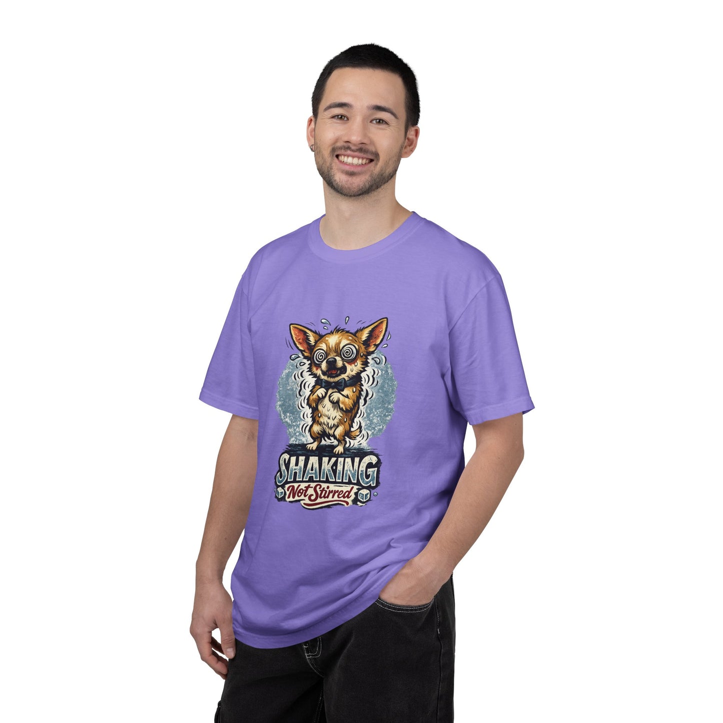 T-Shirt — 'Shaking Not Stirred' Cute Shivering Chihuahua Graphic Tee