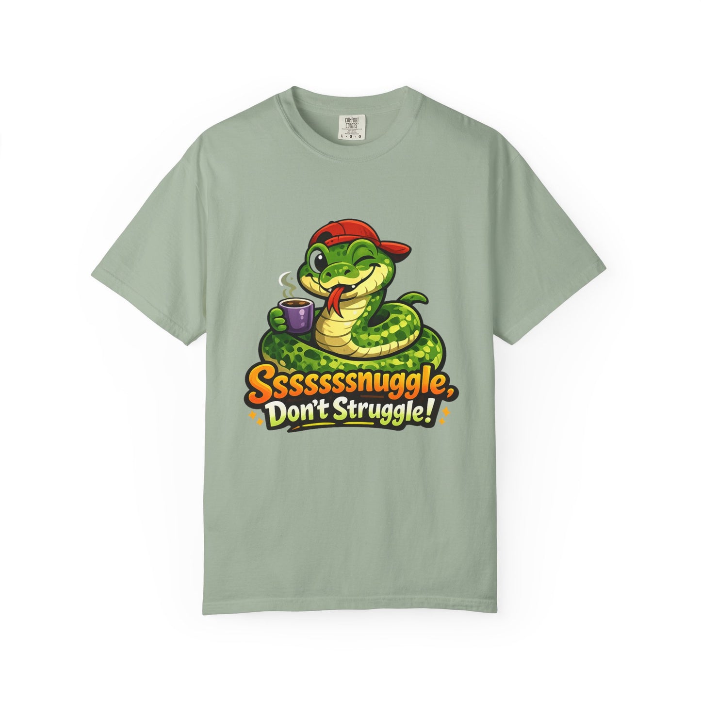 Ssssnuggle Snake T-Shirt — "Ssssssnnuggle, Don't Struggle!" Cute Cozy Snake Graphic Tee