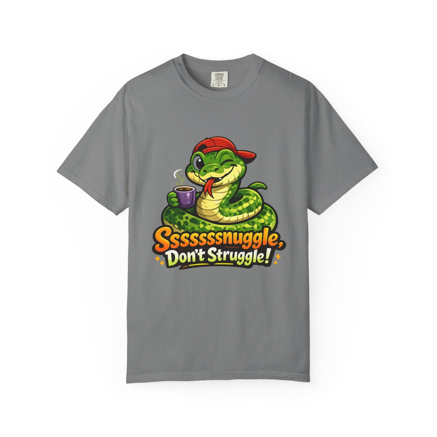 Ssssnuggle Snake T-Shirt — "Ssssssnnuggle, Don't Struggle!" Cute Cozy Snake Graphic Tee