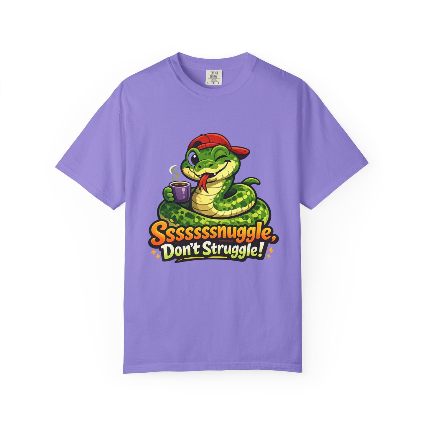 Ssssnuggle Snake T-Shirt — "Ssssssnnuggle, Don't Struggle!" Cute Cozy Snake Graphic Tee