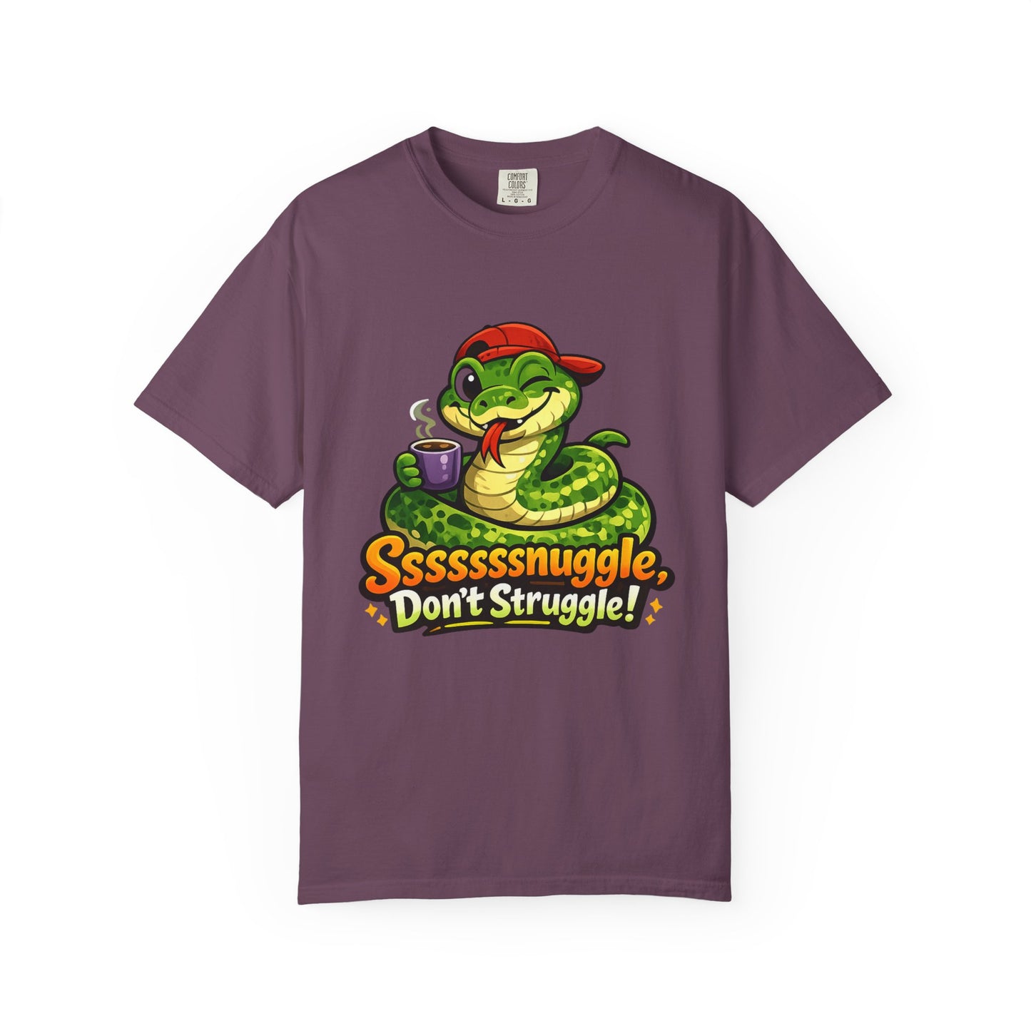 Ssssnuggle Snake T-Shirt — "Ssssssnnuggle, Don't Struggle!" Cute Cozy Snake Graphic Tee