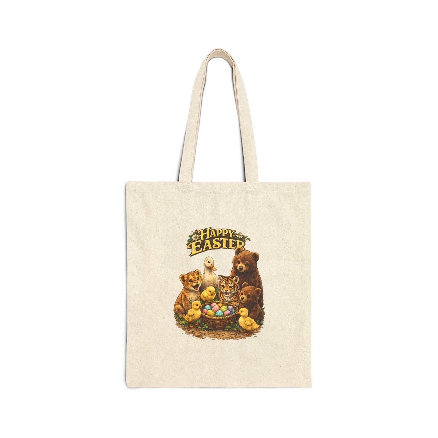 Happy Easter Lions, Tigers, Bears Cotton Canvas Tote Bag