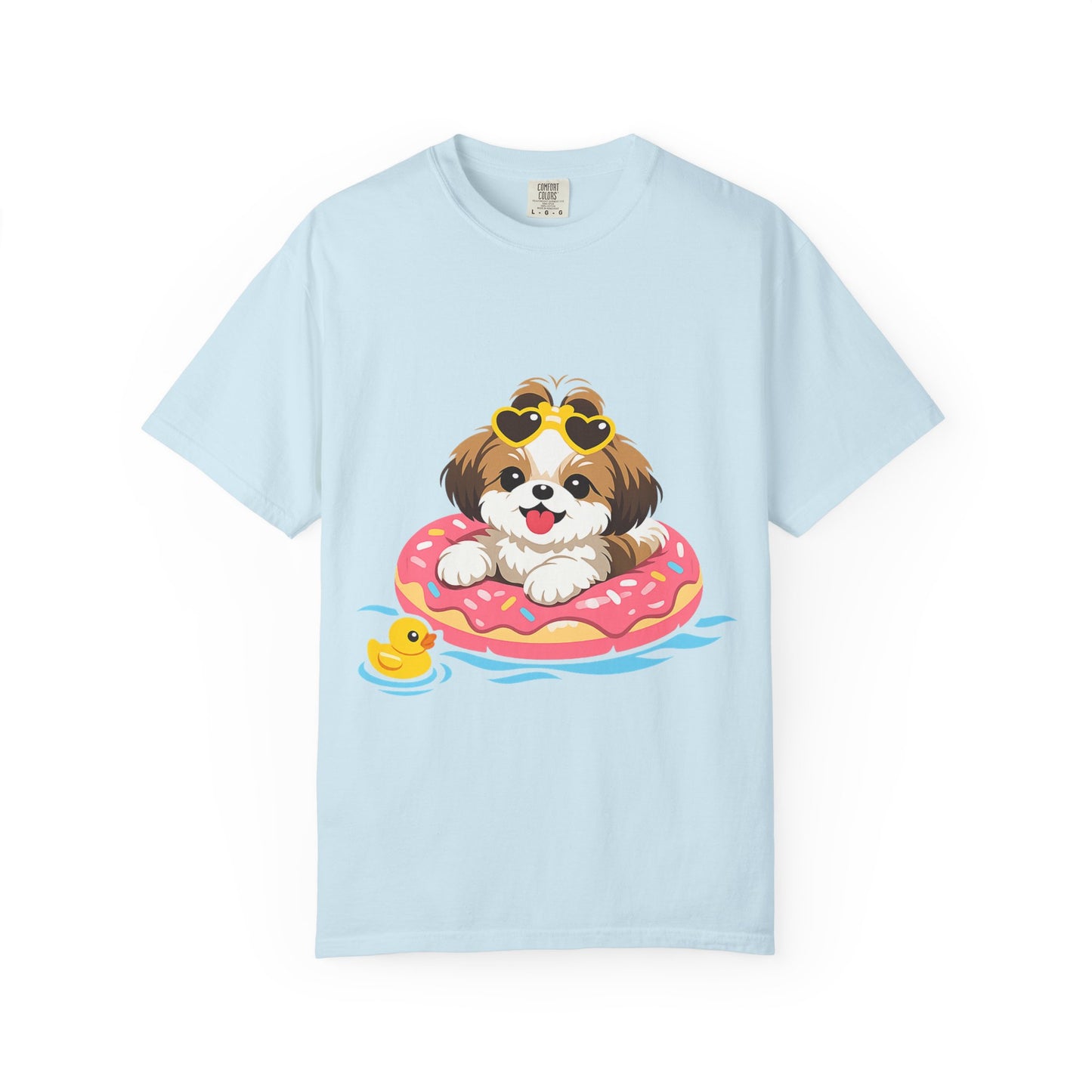 shih tzu Puppy Pool Float T-Shirt — Cute Dog Summer Graphic Tee