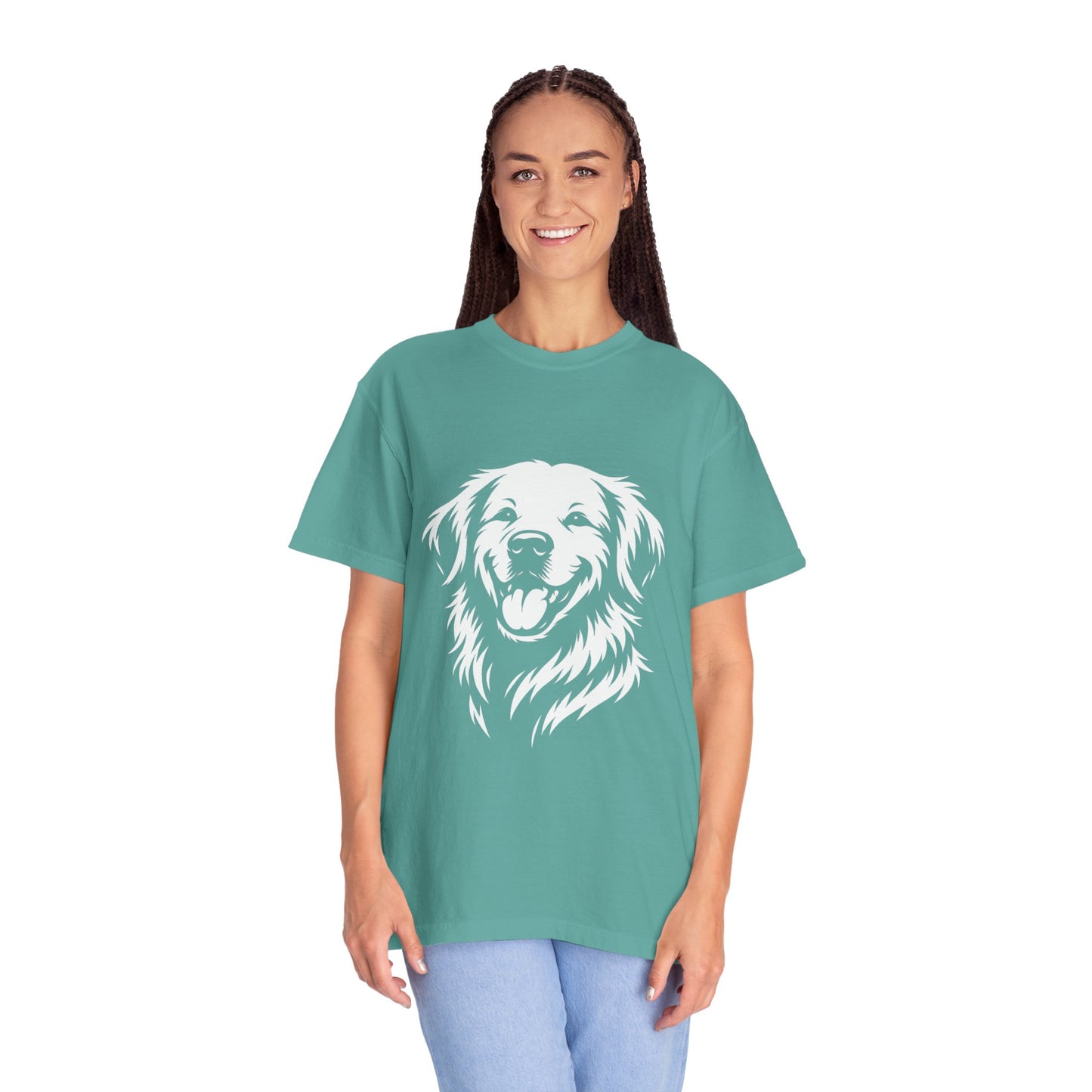 Happy Golden Retriever T-Shirt — Smiling Dog Portrait Tee for Dog Lovers