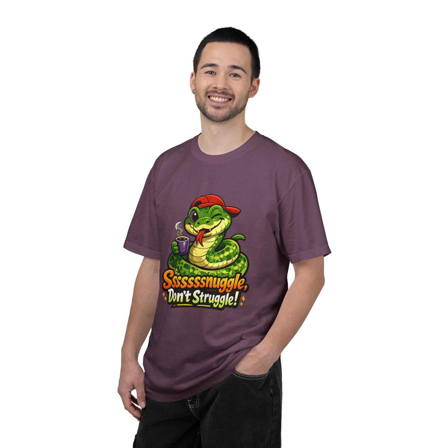 Ssssnuggle Snake T-Shirt — "Ssssssnnuggle, Don't Struggle!" Cute Cozy Snake Graphic Tee